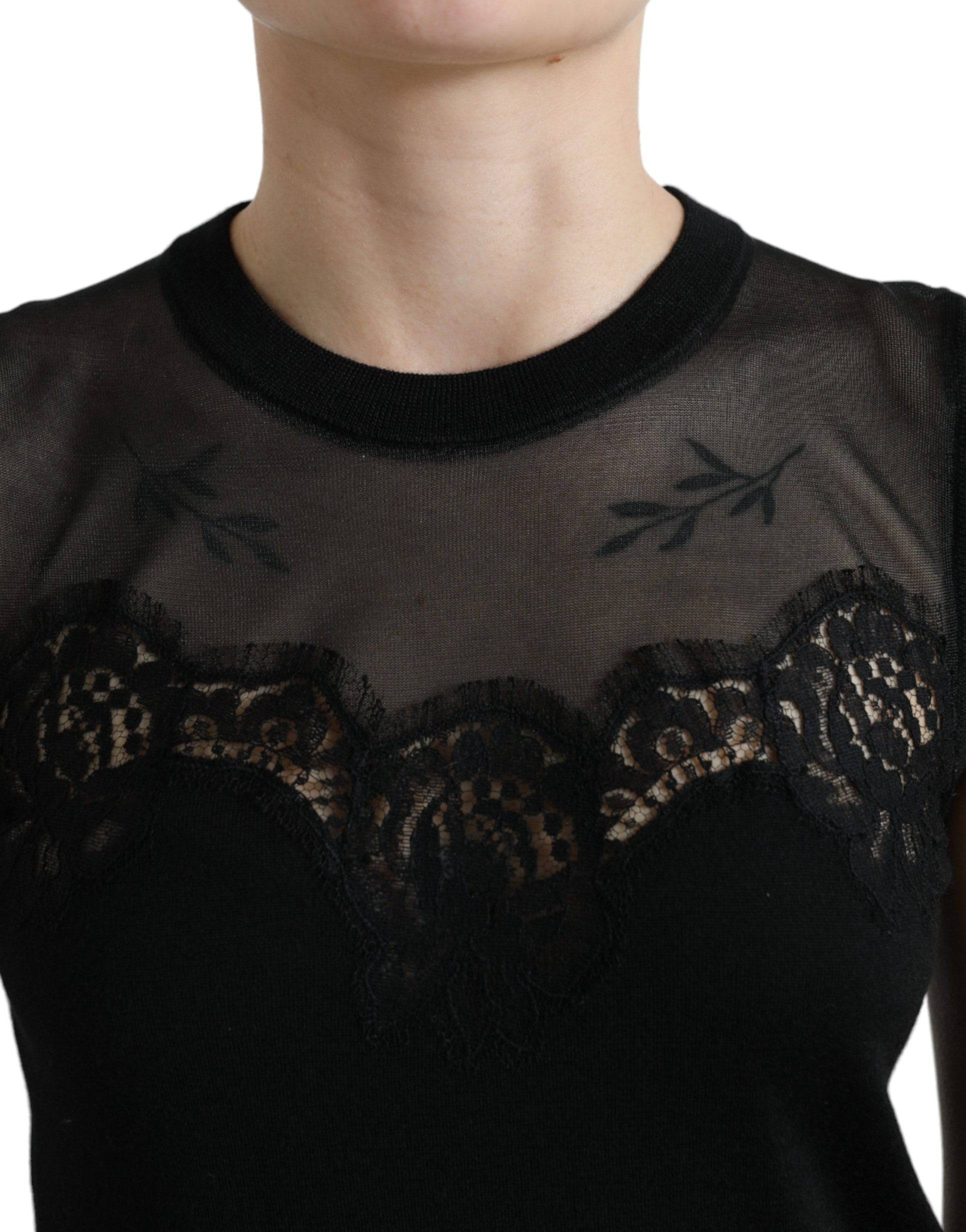 Dolce & Gabbana Elegant Lace Trim Sleeveless Tank Top - ACCEXO