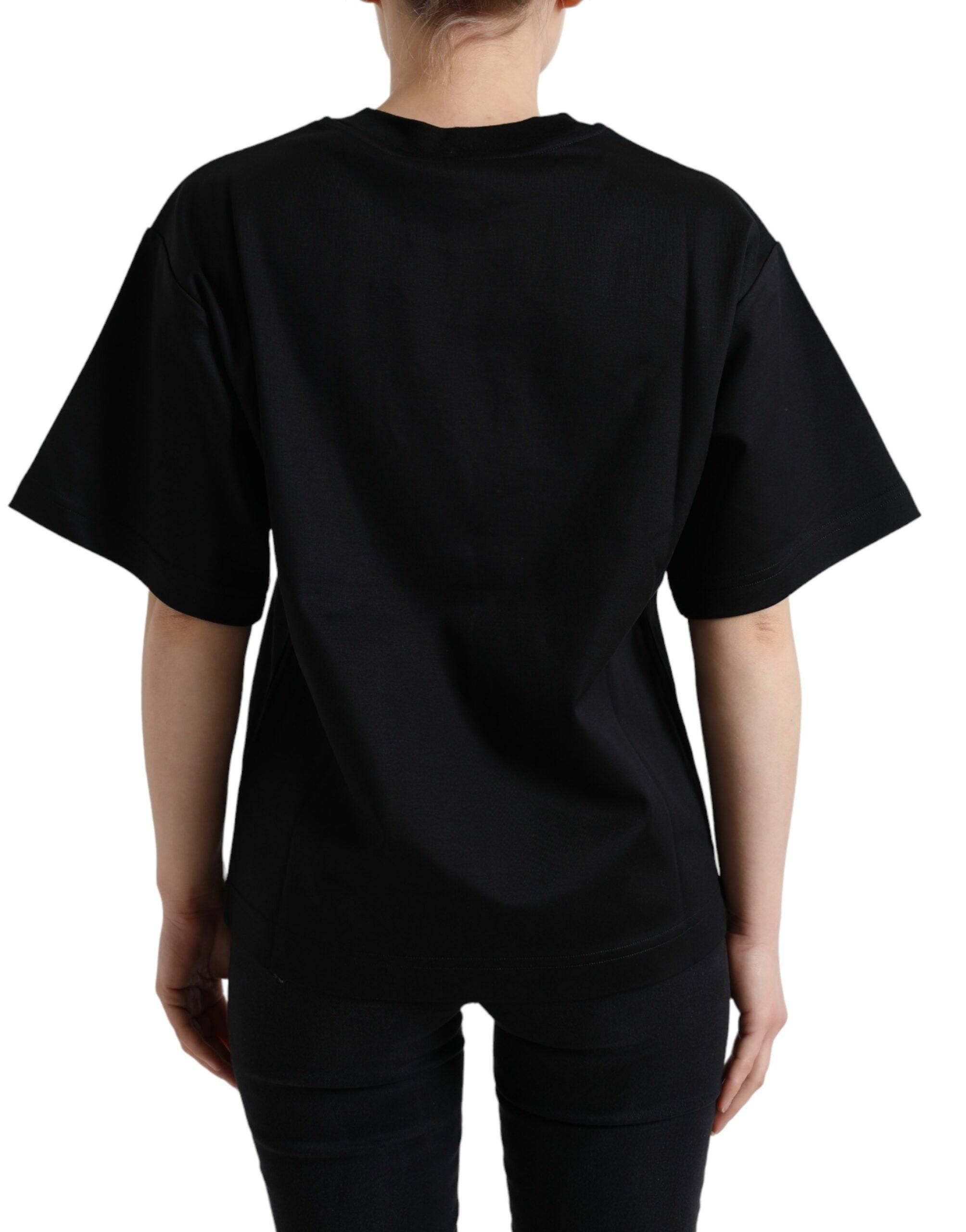 Dolce & Gabbana Elegant Black Crystal-Embellished T-Shirt - ACCEXO