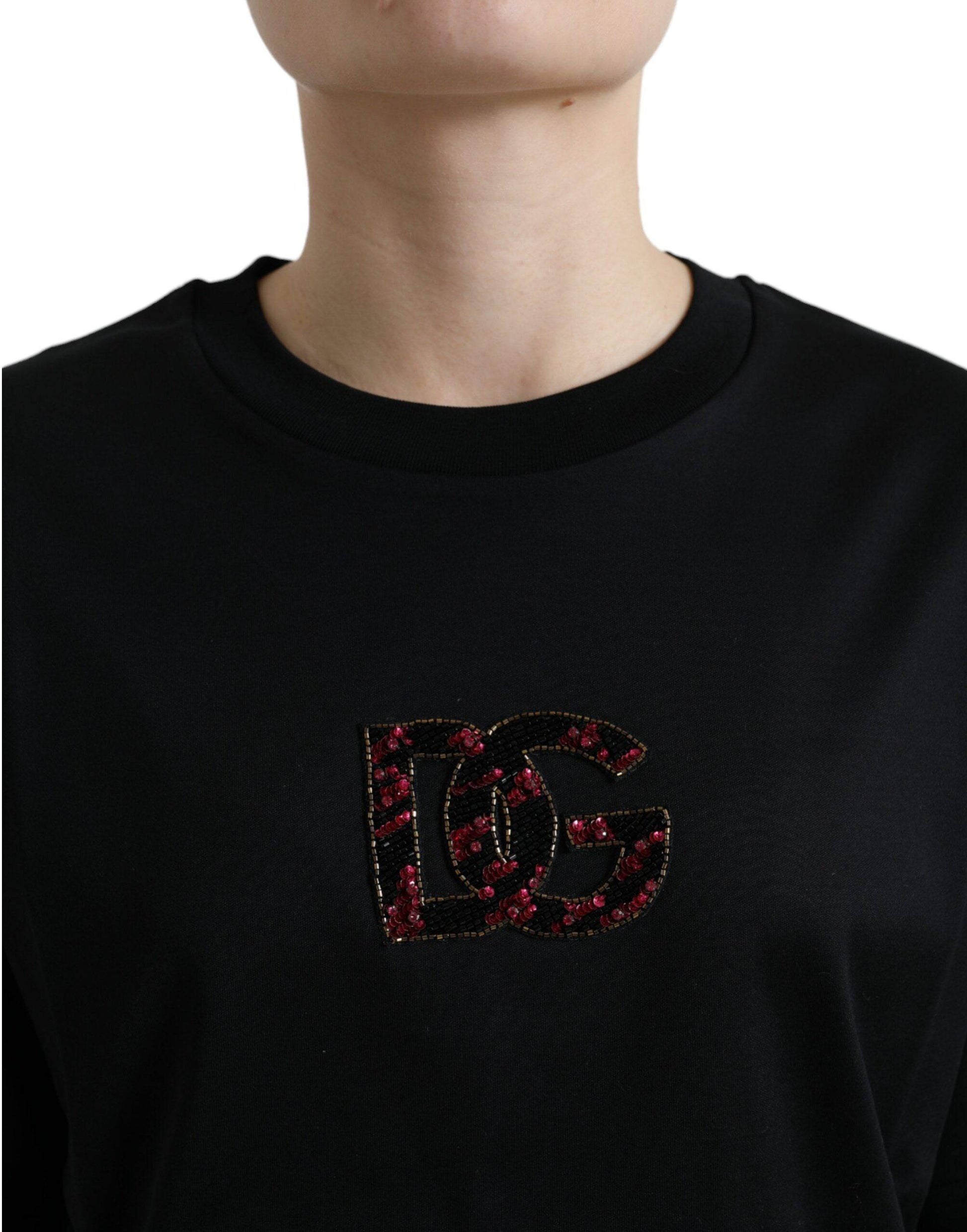Dolce & Gabbana Elegant Black Crystal-Embellished T-Shirt - ACCEXO