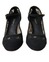 Dolce & Gabbana Elegant Suede Mary Jane Lace Heels