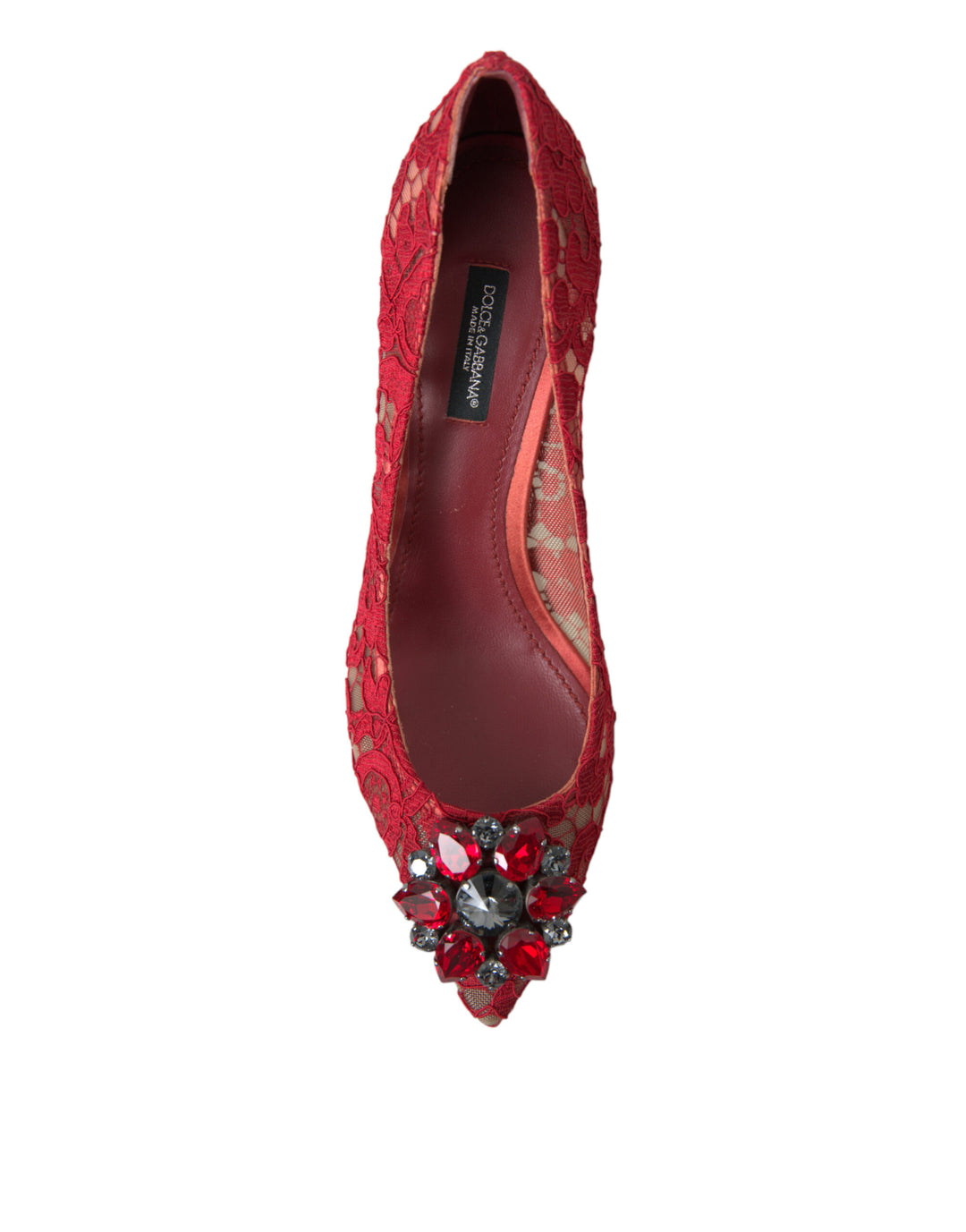 Dolce & Gabbana Radiant Red Lace Heels with Crystals