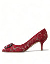 Dolce & Gabbana Radiant Red Lace Heels with Crystals