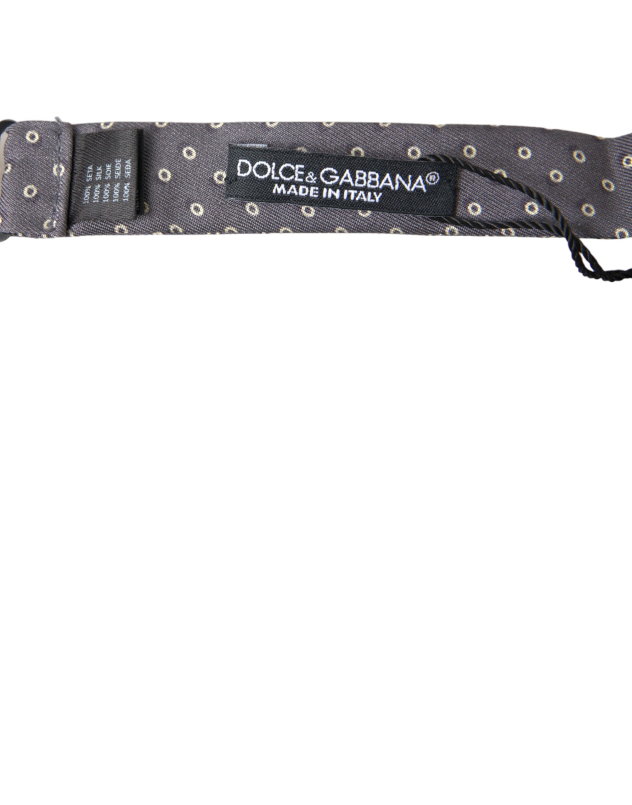 Dolce & Gabbana Elegant Silk Gray Polka Dot Bow Tie - ACCEXO