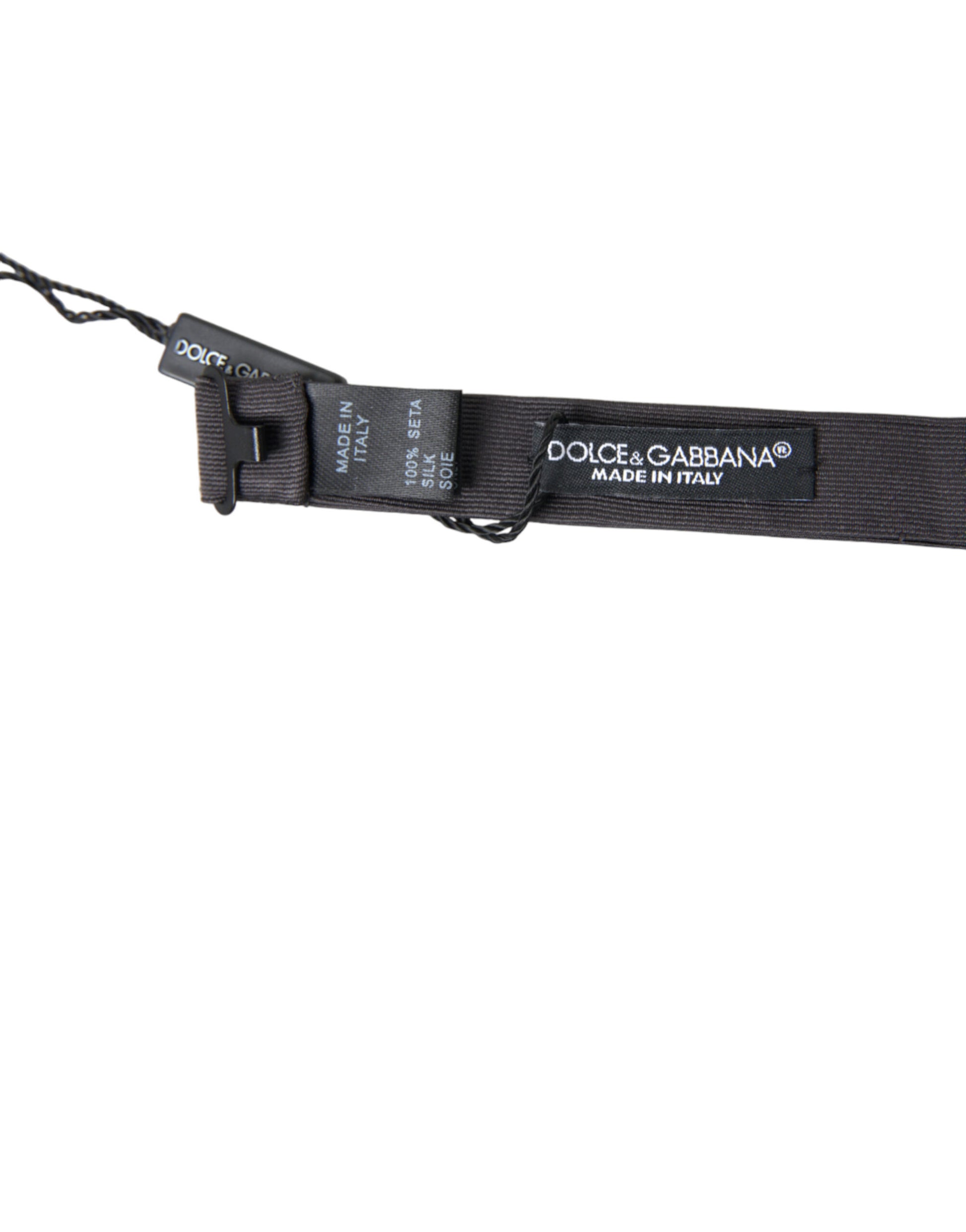 Dolce & Gabbana Elegant Silk Dark Gray Bow Tie - ACCEXO