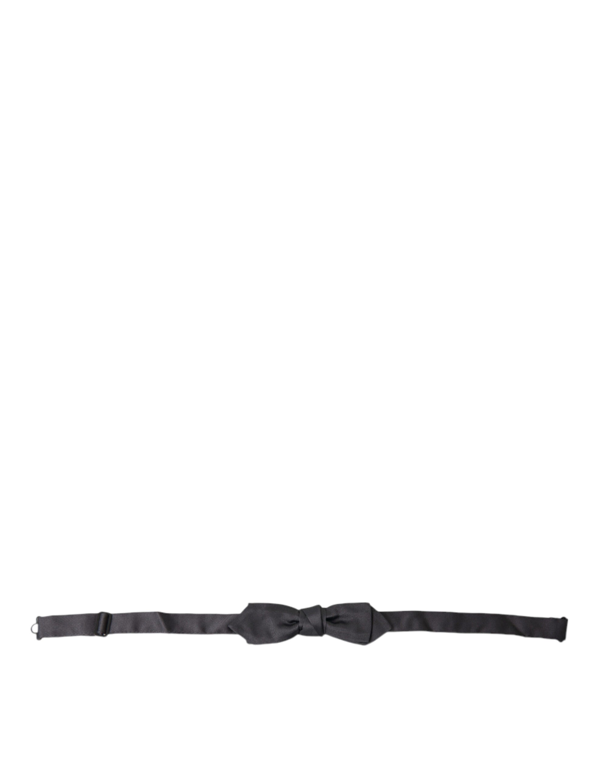 Dolce & Gabbana Elegant Anthracite Silk Bow Tie - ACCEXO