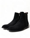 Dolce & Gabbana Elegant Black Velvet Mid-Calf Boots