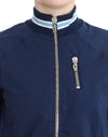 John Galliano Chic Blue Zip Cardigan with Logo Detail