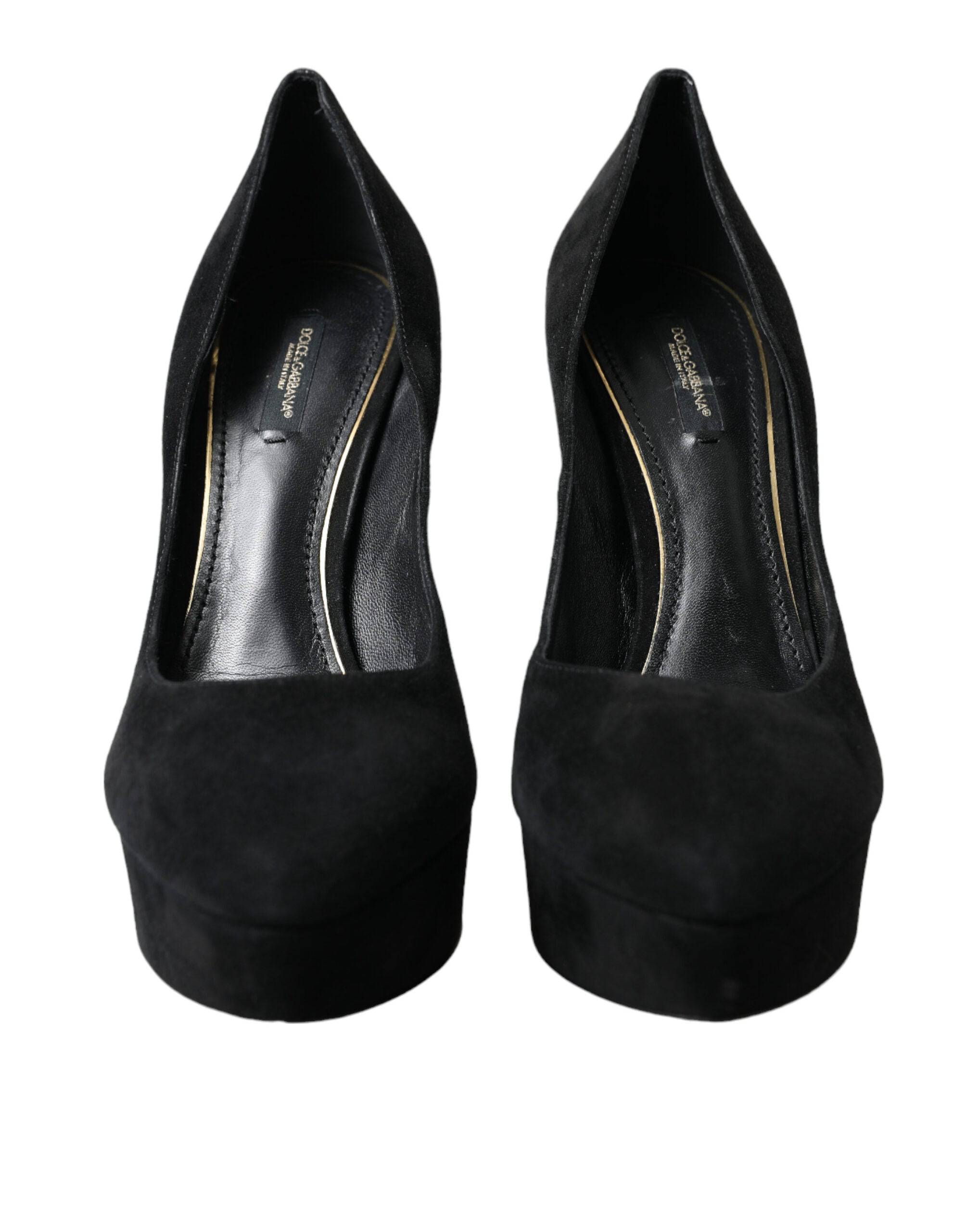 Dolce & Gabbana Black Suede Heeled Pumps Sophistication - ACCEXO