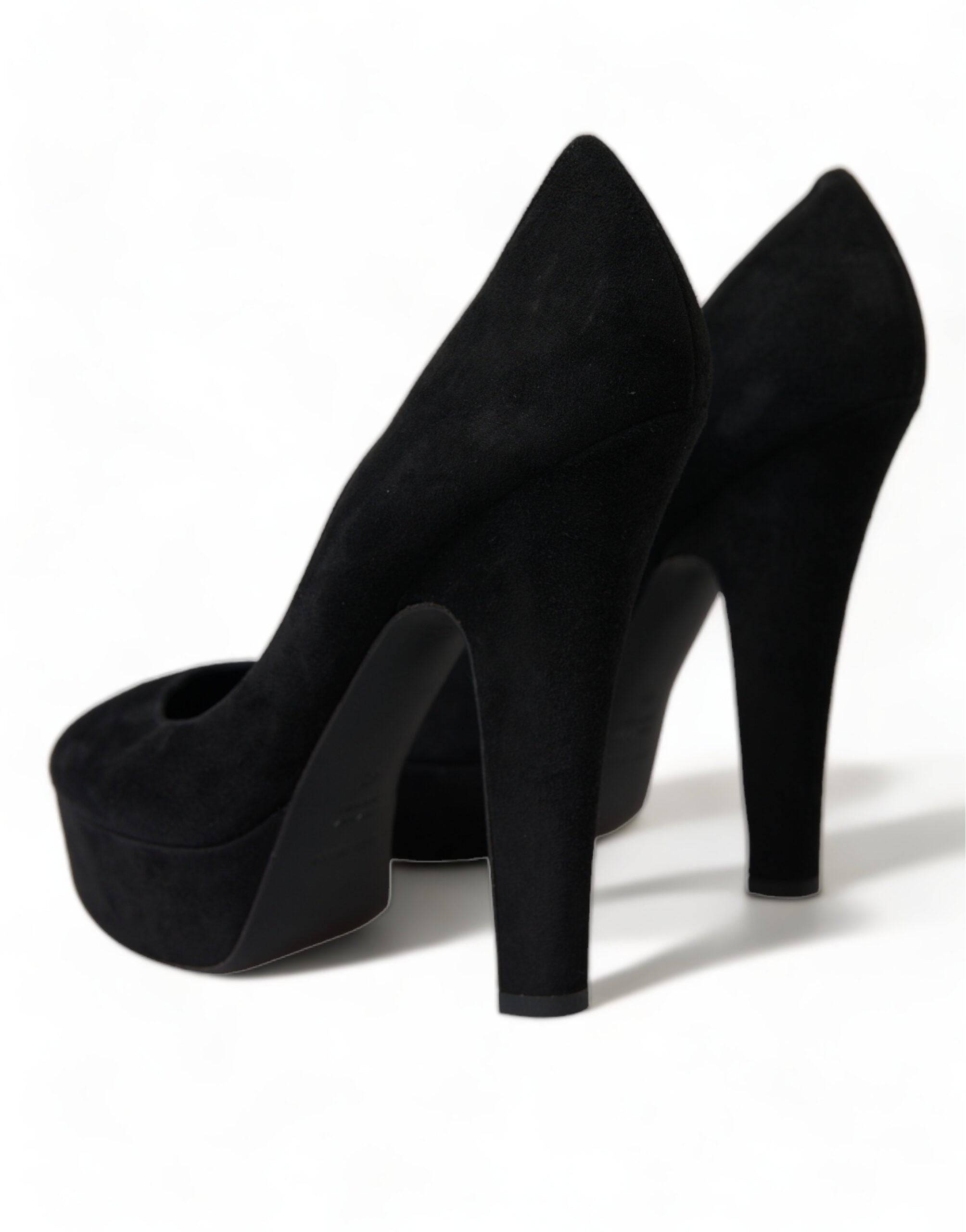 Dolce & Gabbana Black Suede Heeled Pumps Sophistication - ACCEXO