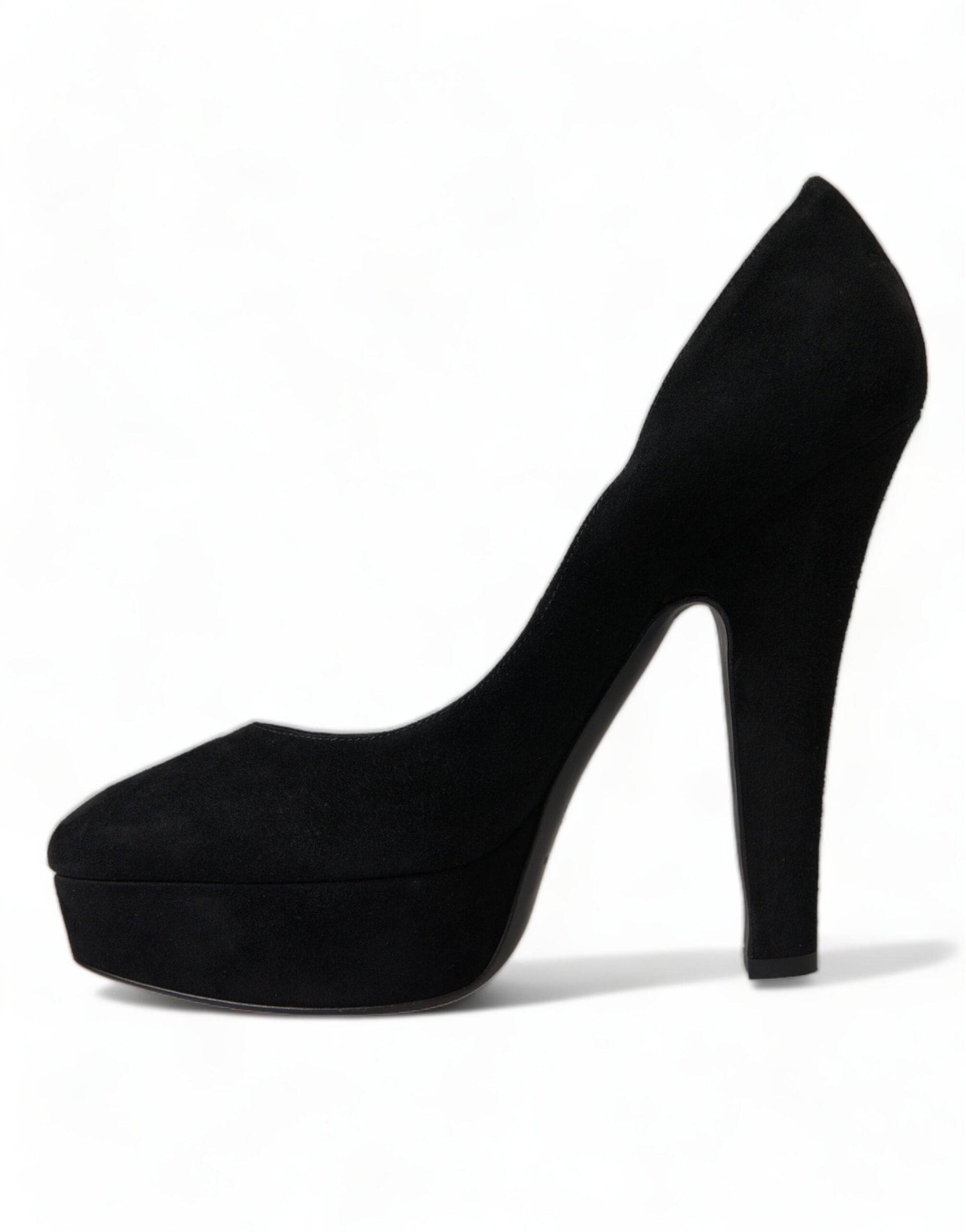 Dolce & Gabbana Black Suede Heeled Pumps Sophistication - ACCEXO