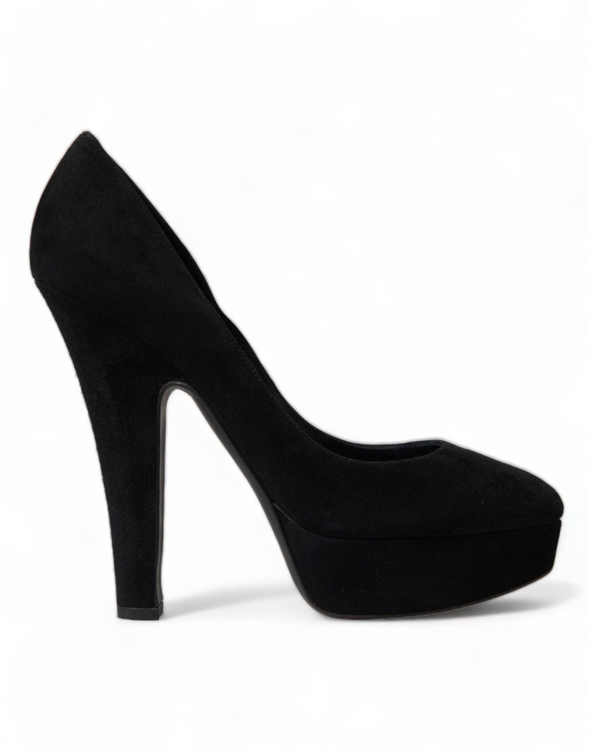 Dolce & Gabbana Black Suede Heeled Pumps Sophistication - ACCEXO