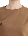 John Galliano Chic Brown Crewneck Cotton Sweater