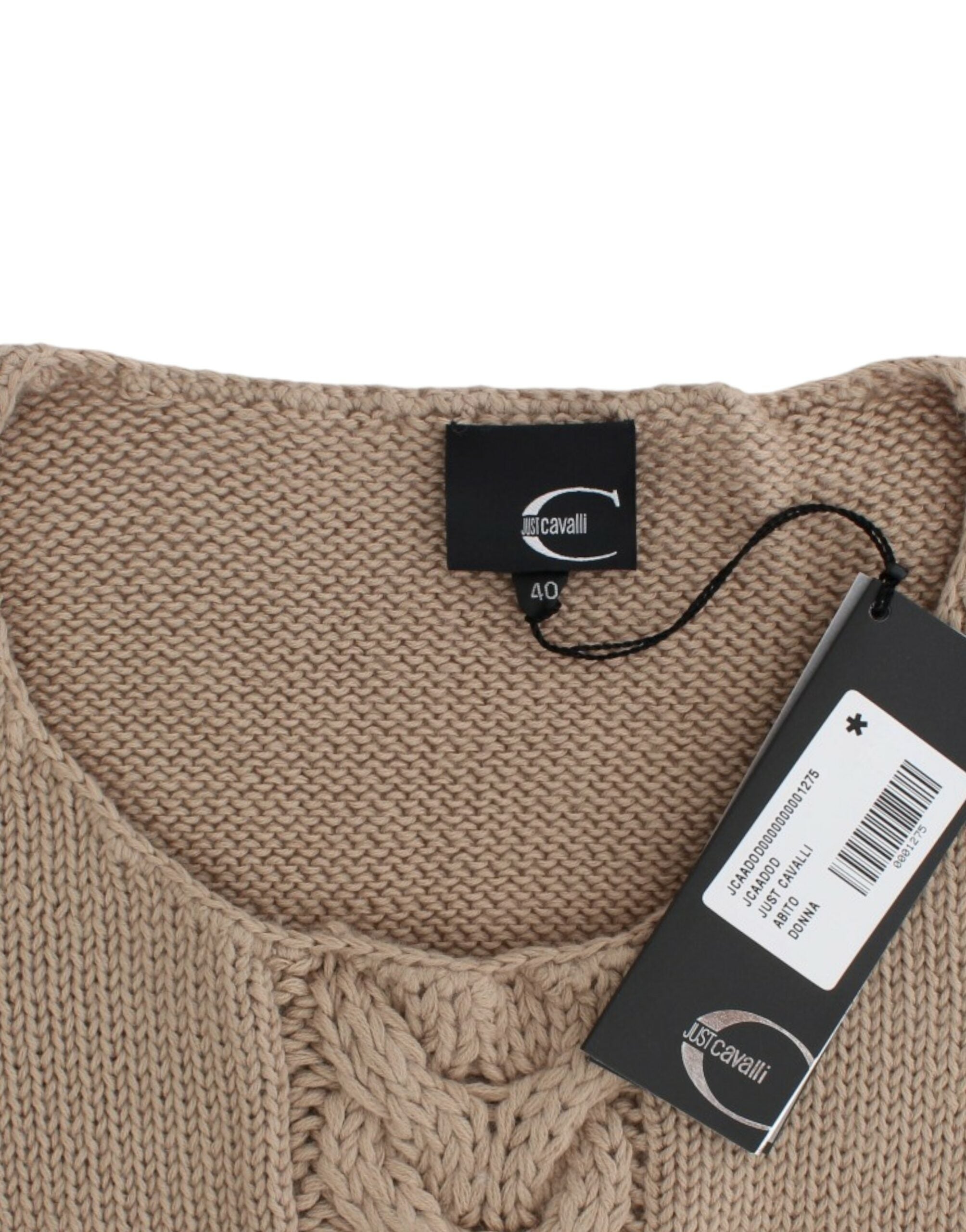 Cavalli Elegant Beige Knitted Crew Neck Sweater - ACCEXO