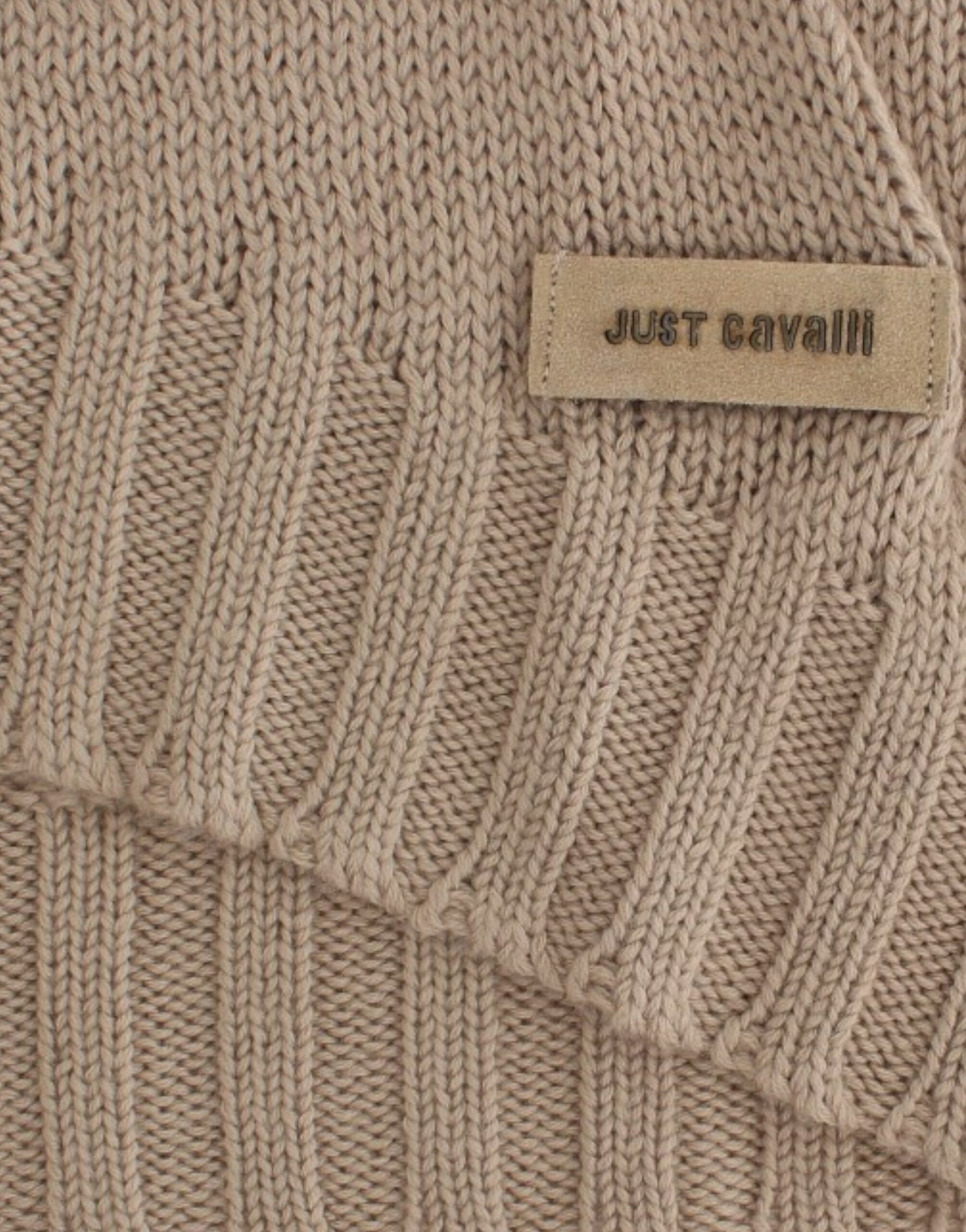 Cavalli Elegant Beige Knitted Crew Neck Sweater - ACCEXO
