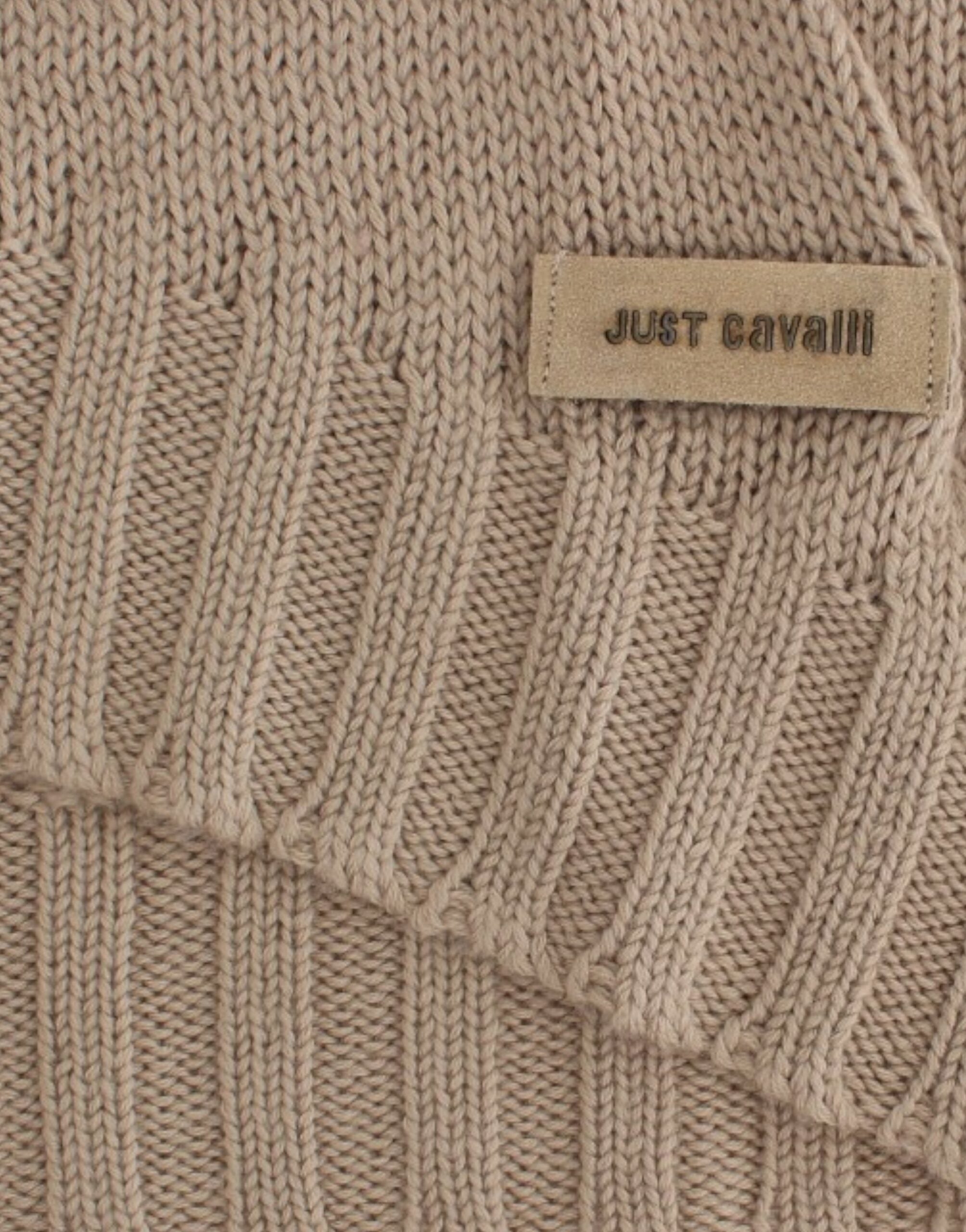 Cavalli Elegant Beige Knitted Crew Neck Sweater - ACCEXO
