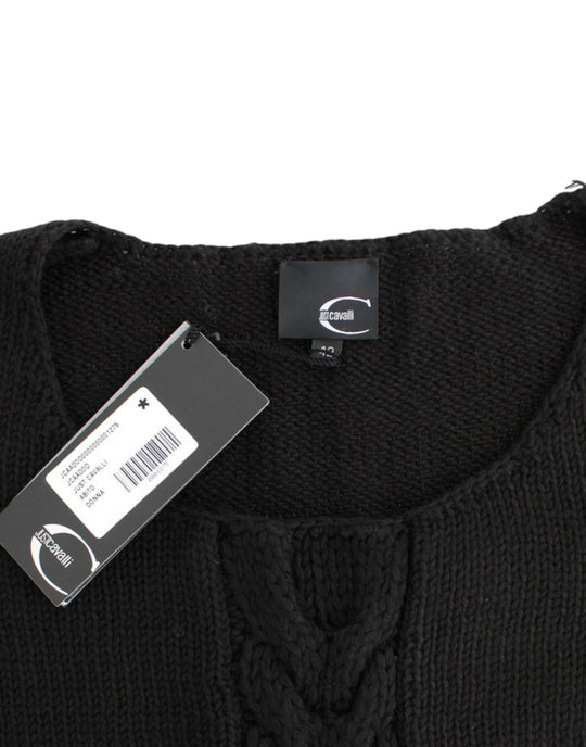 Cavalli Alluring Black Knitted Crew Neck Sweater