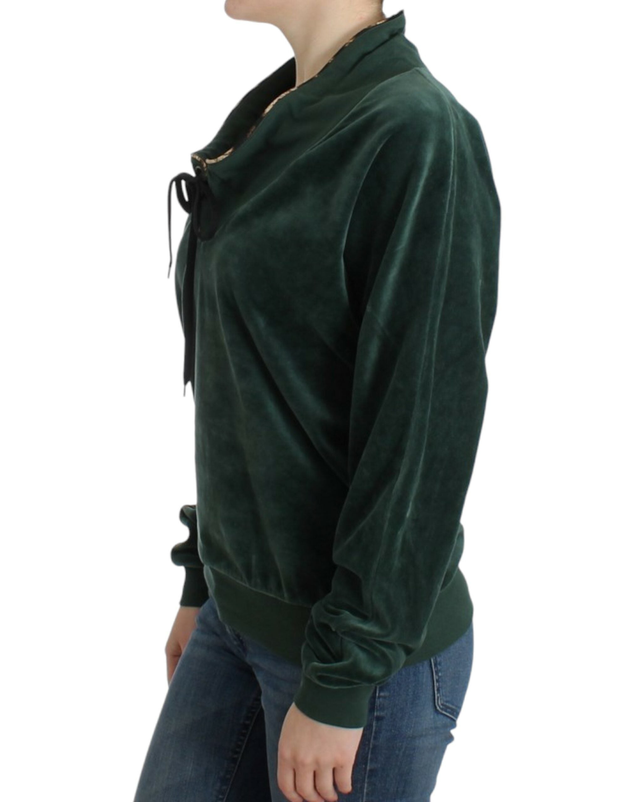 Cavalli Elegant Green Mock Sweater with Rhinestone Detail - ACCEXO