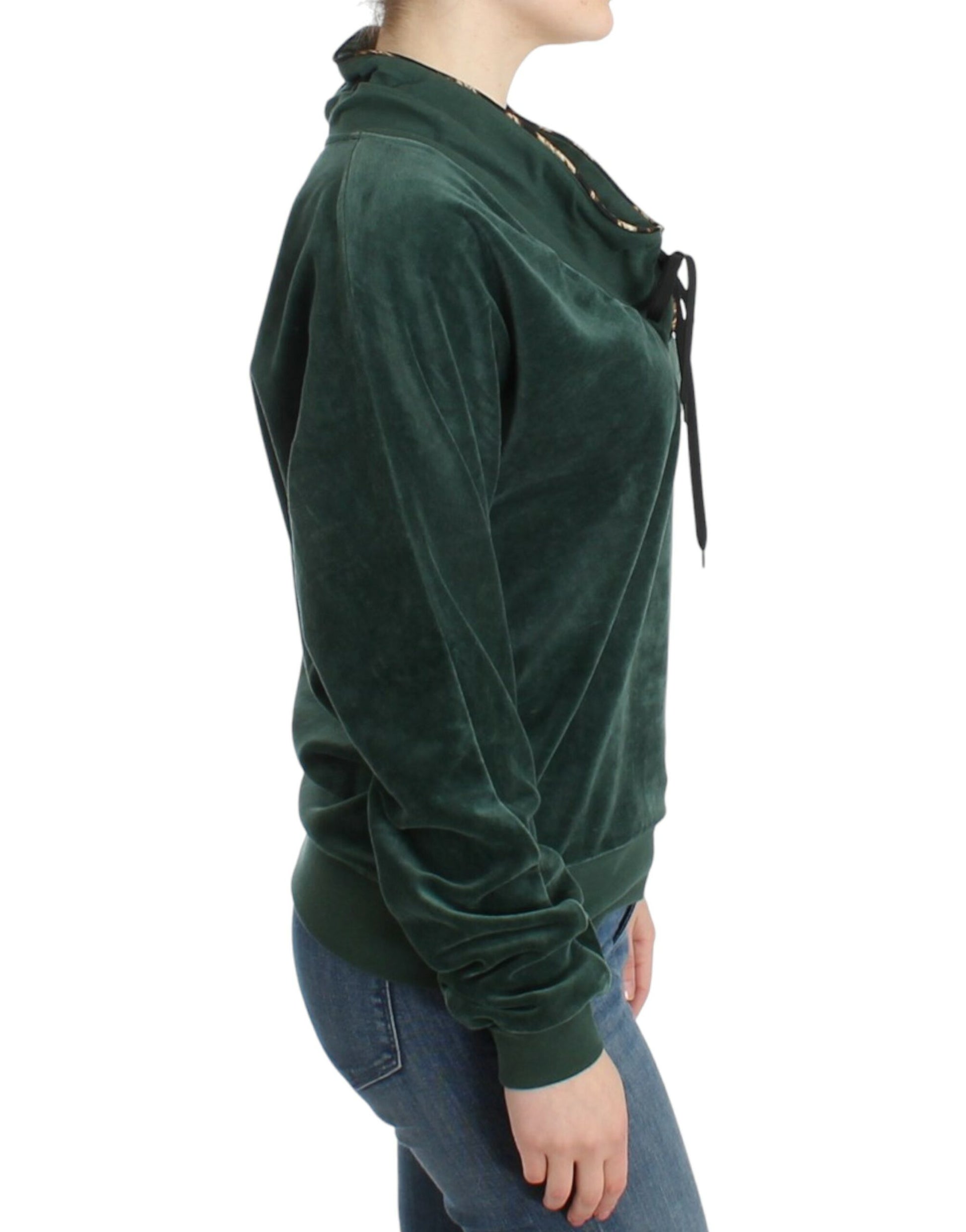 Cavalli Elegant Green Mock Sweater with Rhinestone Detail - ACCEXO