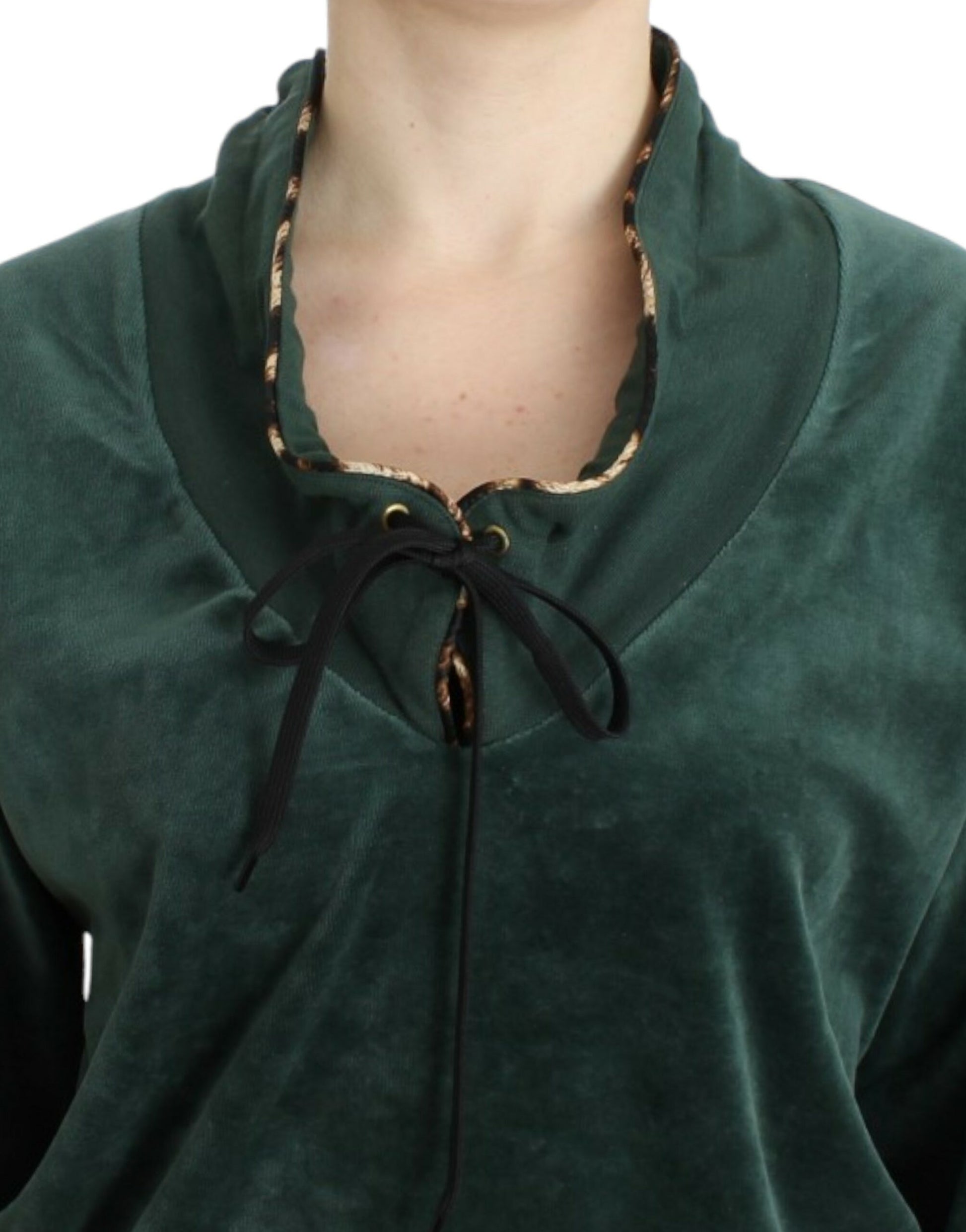 Cavalli Elegant Green Mock Sweater with Rhinestone Detail - ACCEXO