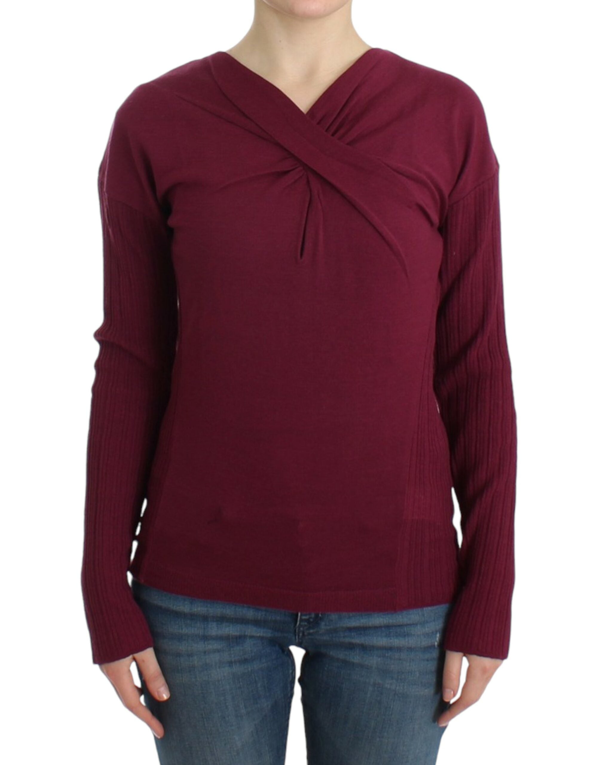 Cavalli Elegant Purple Keyhole Wool Sweater - ACCEXO