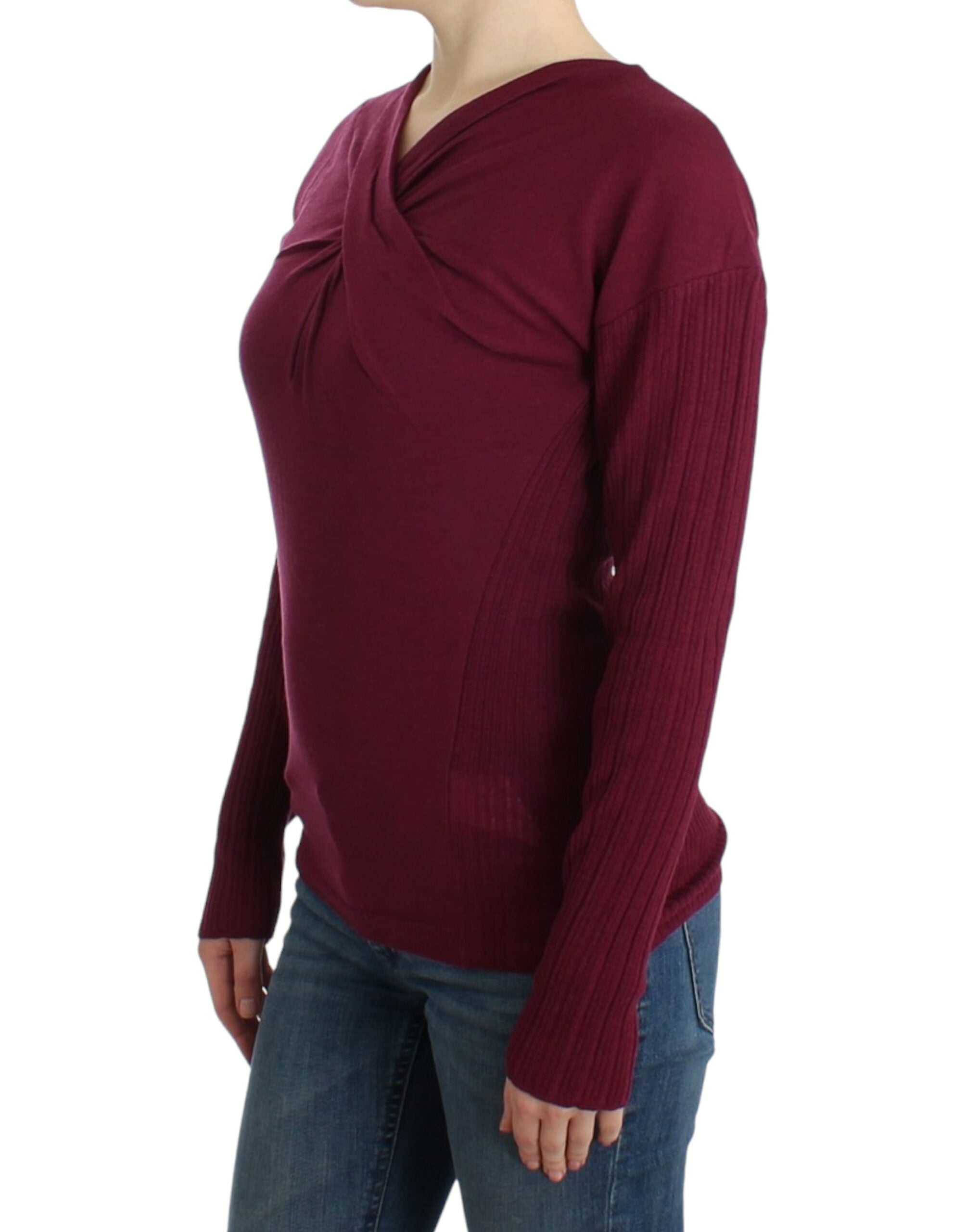 Cavalli Elegant Purple Keyhole Wool Sweater - ACCEXO