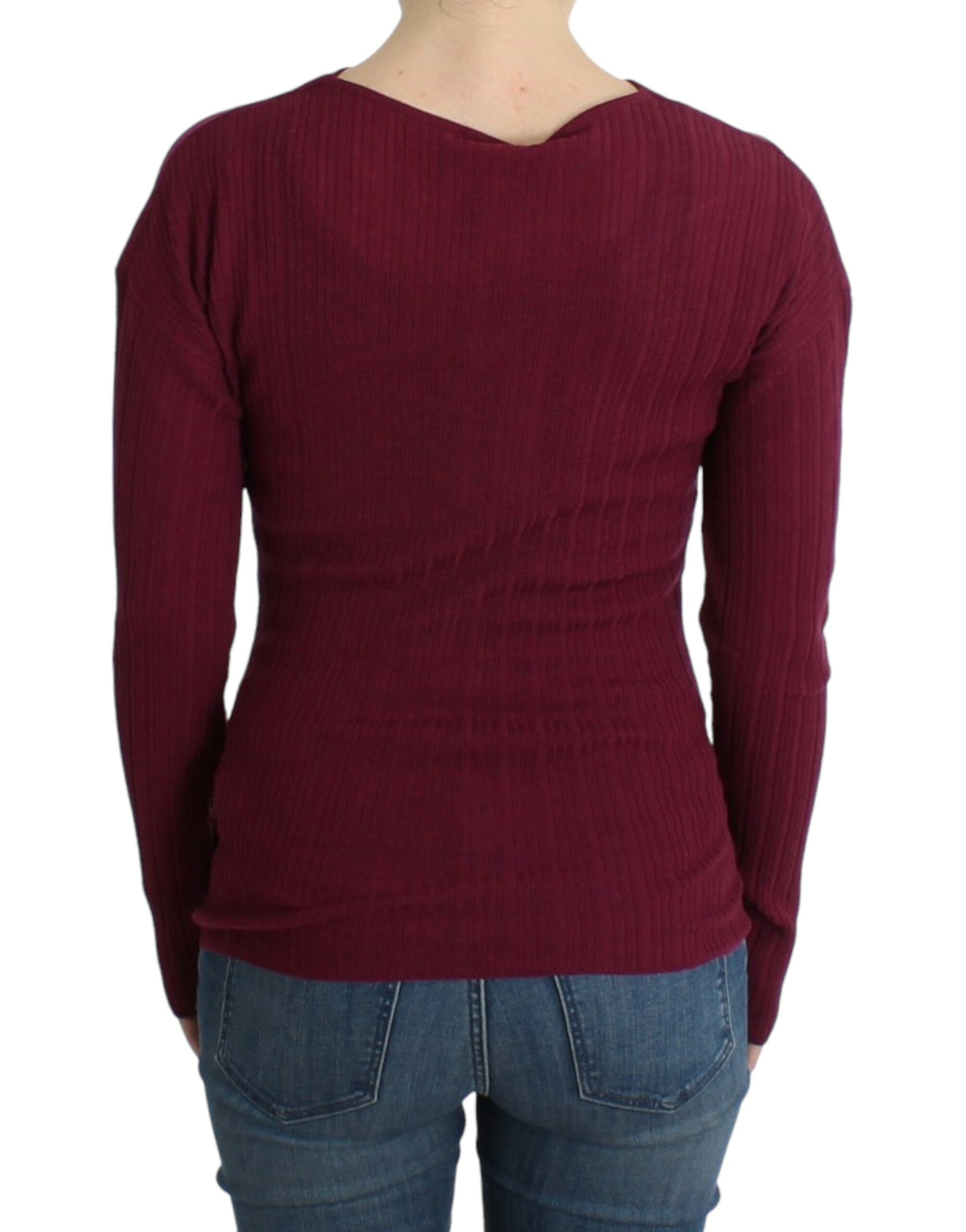 Cavalli Elegant Purple Keyhole Wool Sweater - ACCEXO