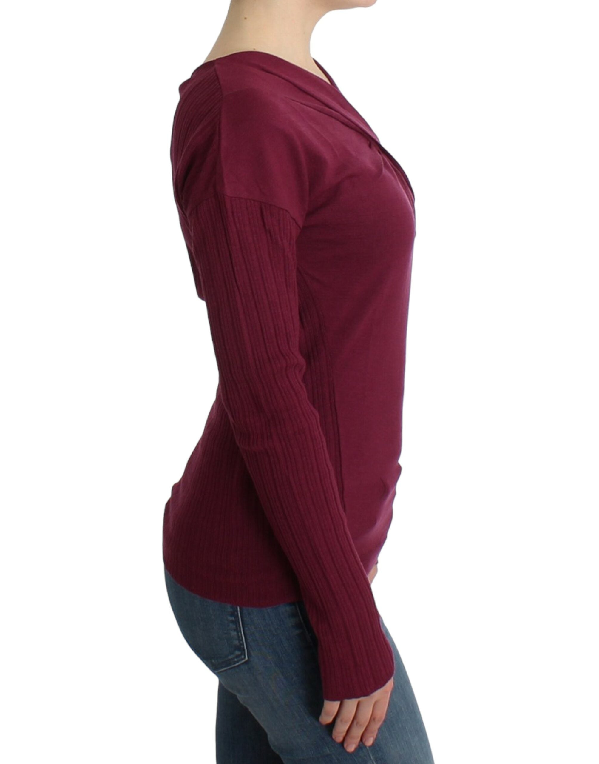 Cavalli Elegant Purple Keyhole Wool Sweater - ACCEXO