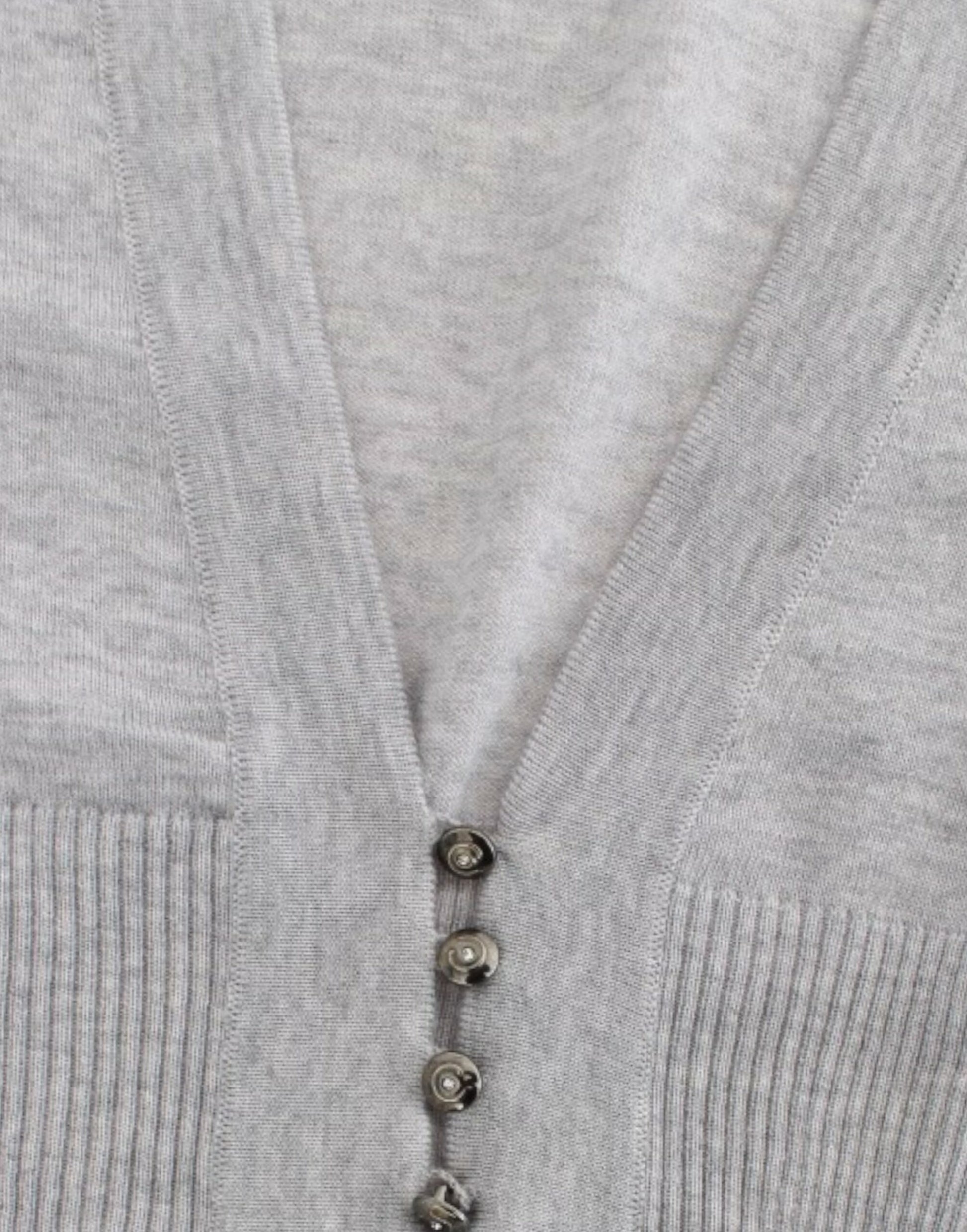 Cavalli Cropped Virgin Wool Cardigan in Chic Gray - ACCEXO