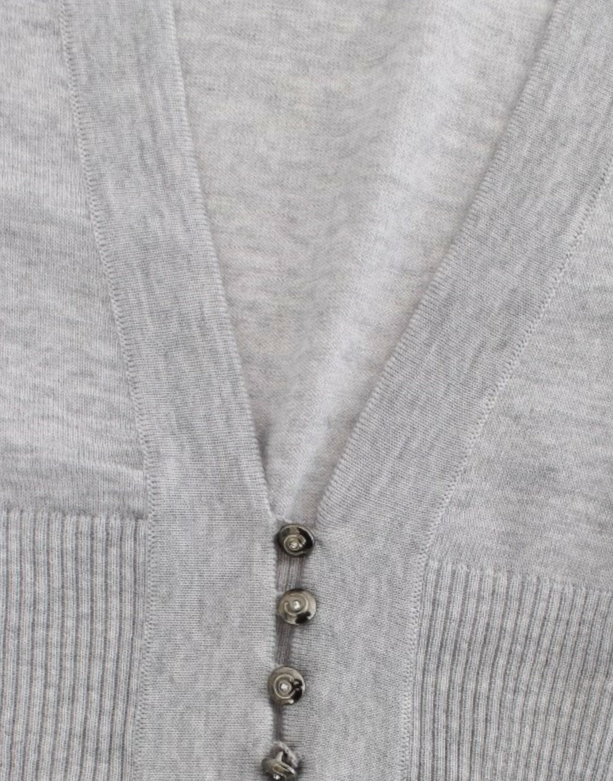 Cavalli Cropped Virgin Wool Cardigan in Chic Gray - ACCEXO
