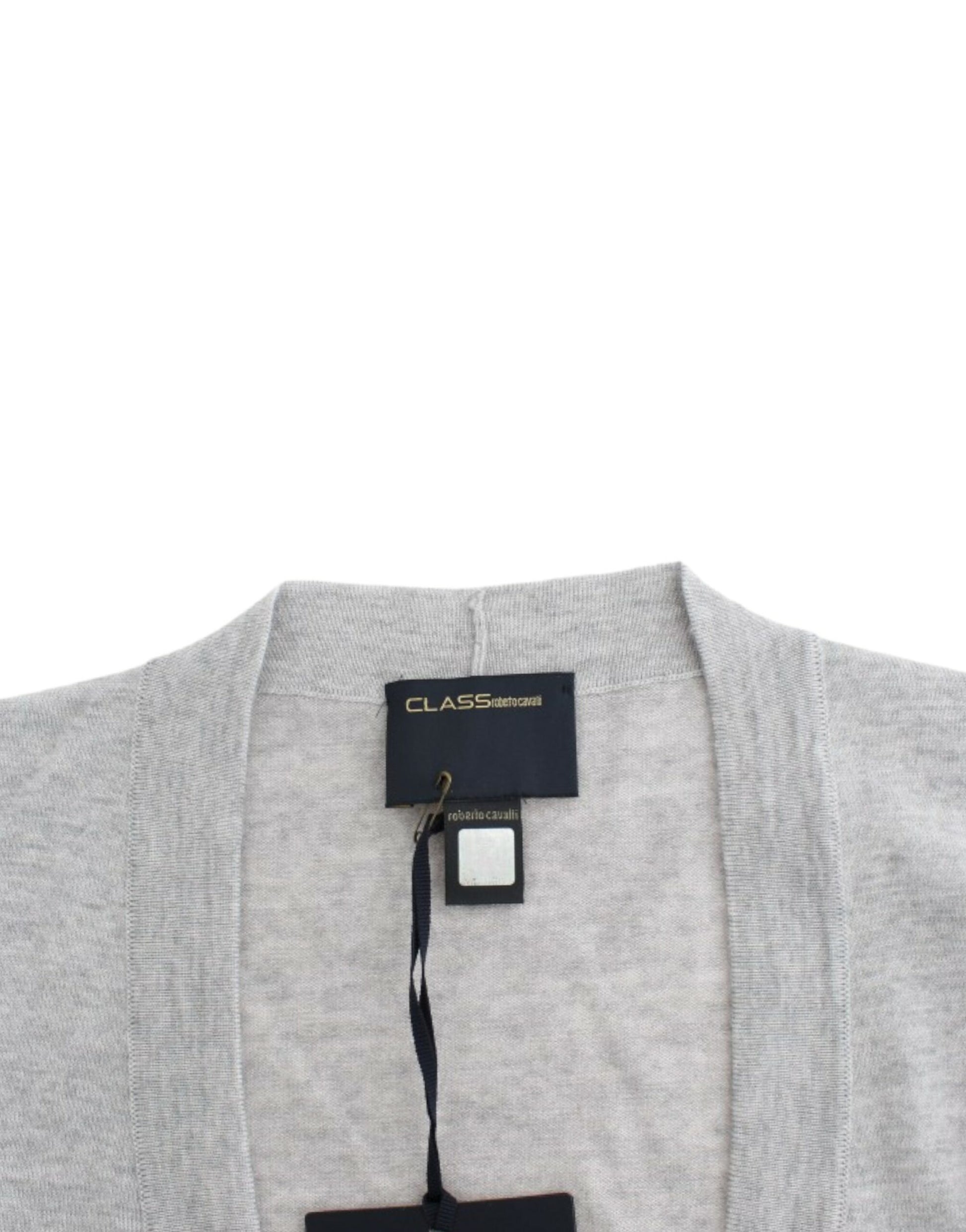 Cavalli Cropped Virgin Wool Cardigan in Chic Gray - ACCEXO