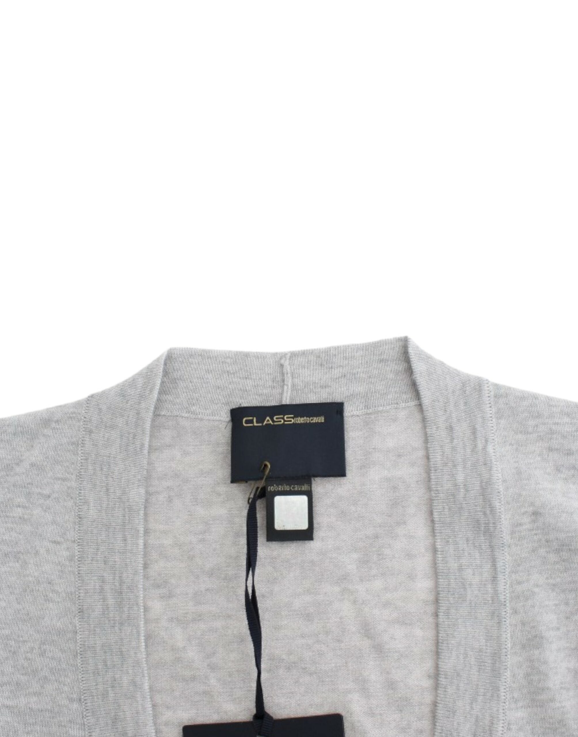 Cavalli Cropped Virgin Wool Cardigan in Chic Gray - ACCEXO