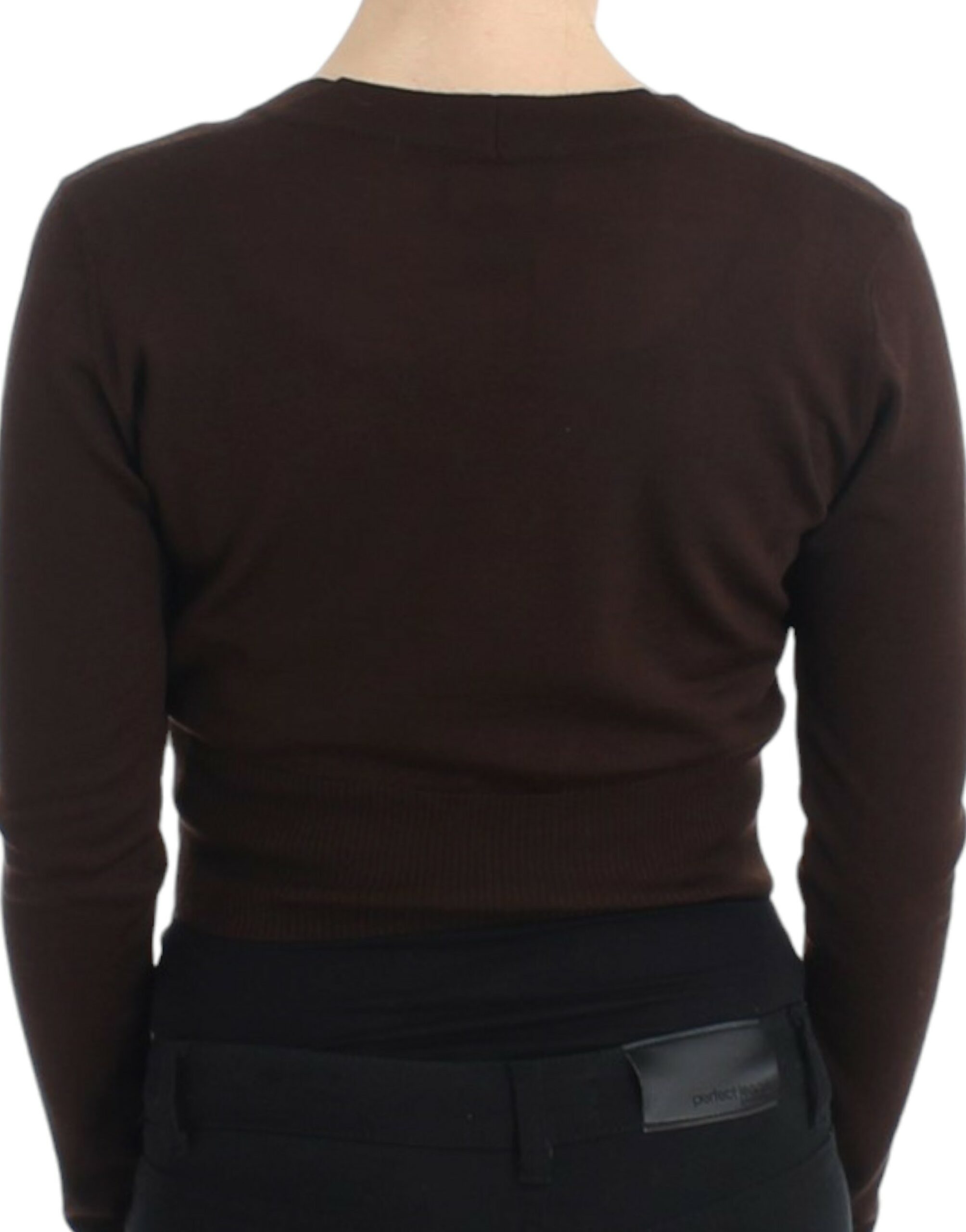 Cavalli Elegant Brown Virgin Wool Cropped Cardigan - ACCEXO