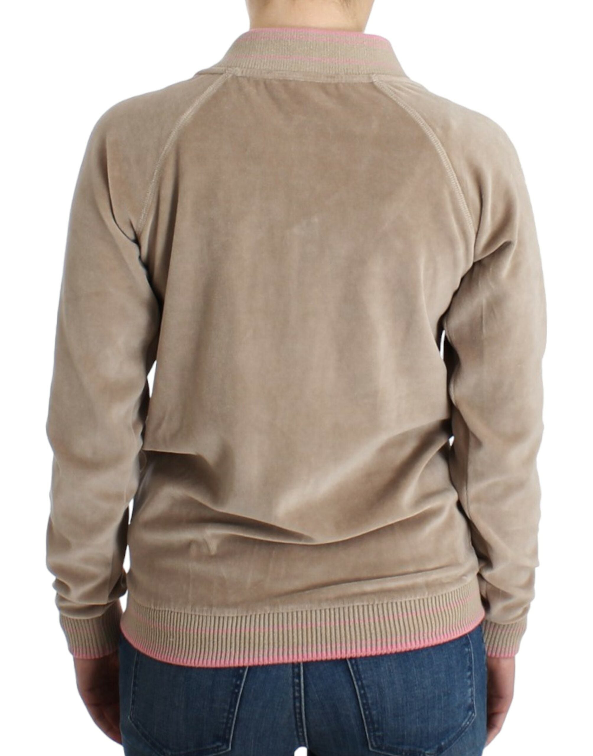 Cavalli Beige Zip Cardigan with Gold Tone Accents - ACCEXO
