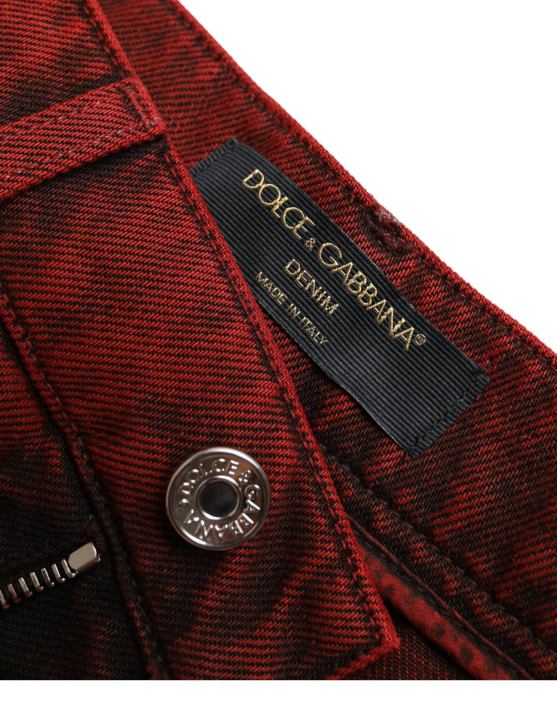 Dolce & Gabbana High Waist Red Denim Hot Pants Shorts - ACCEXO