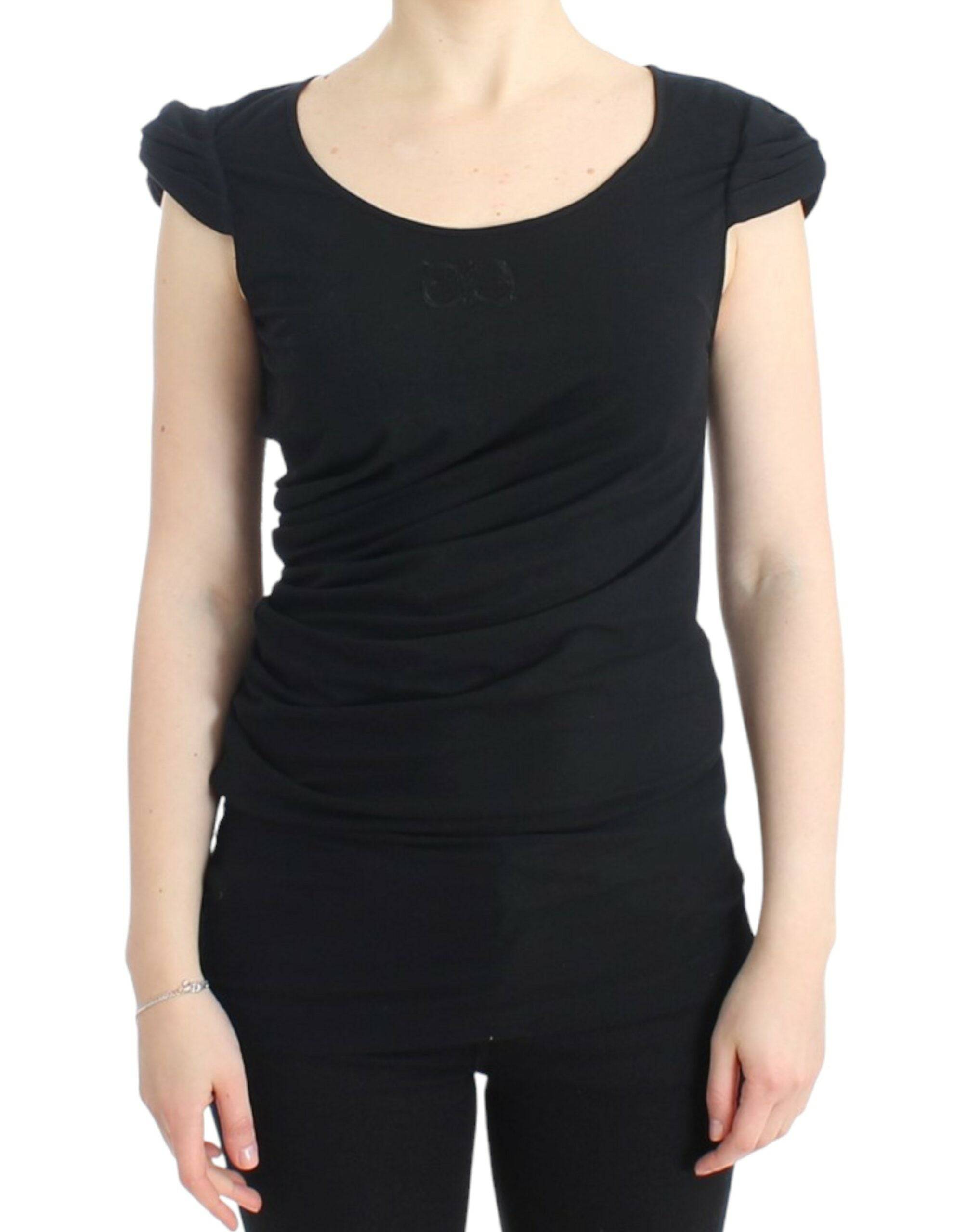 Cavalli Elegant Cap Sleeve Black Top - ACCEXO
