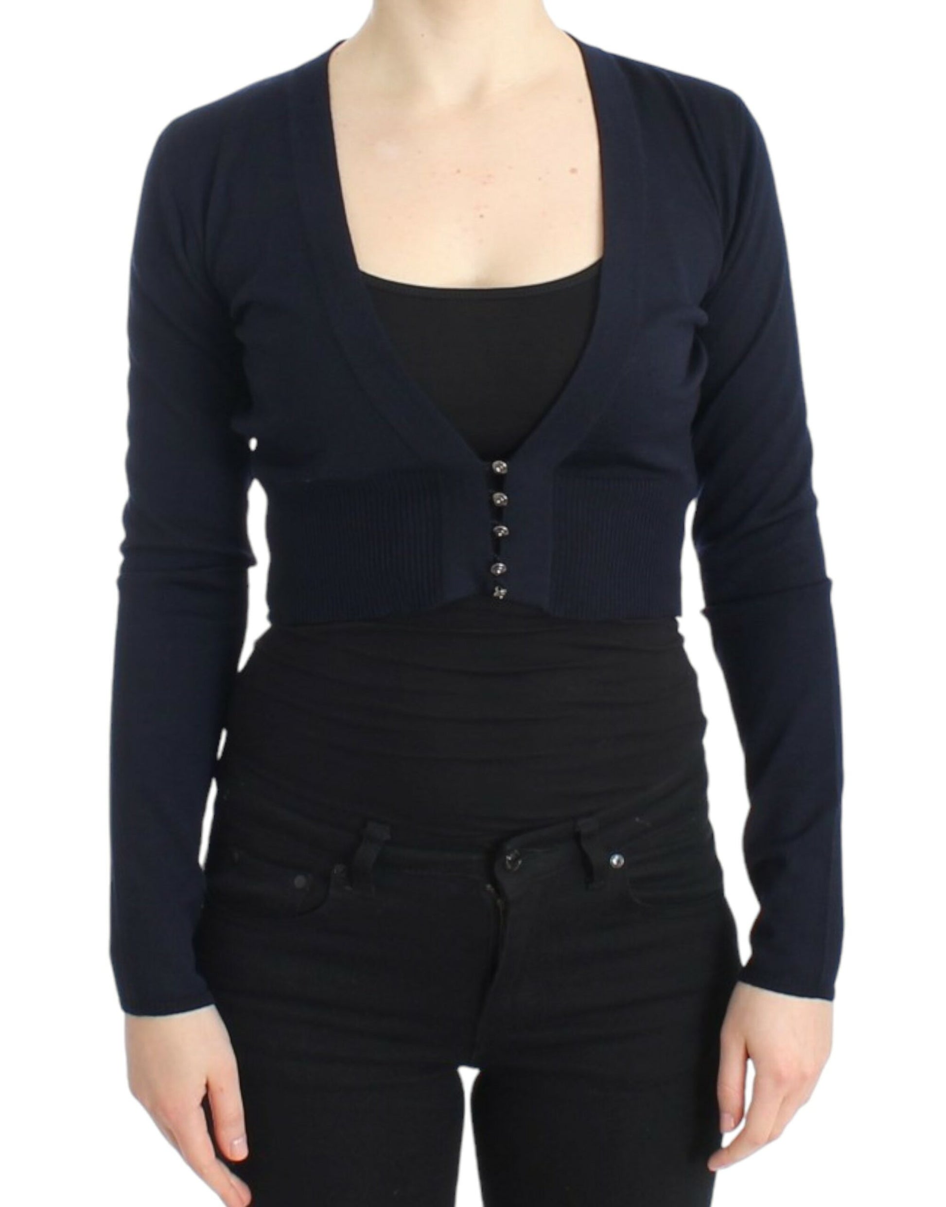 Cavalli Elegant Cropped Virgin Wool Cardigan - ACCEXO