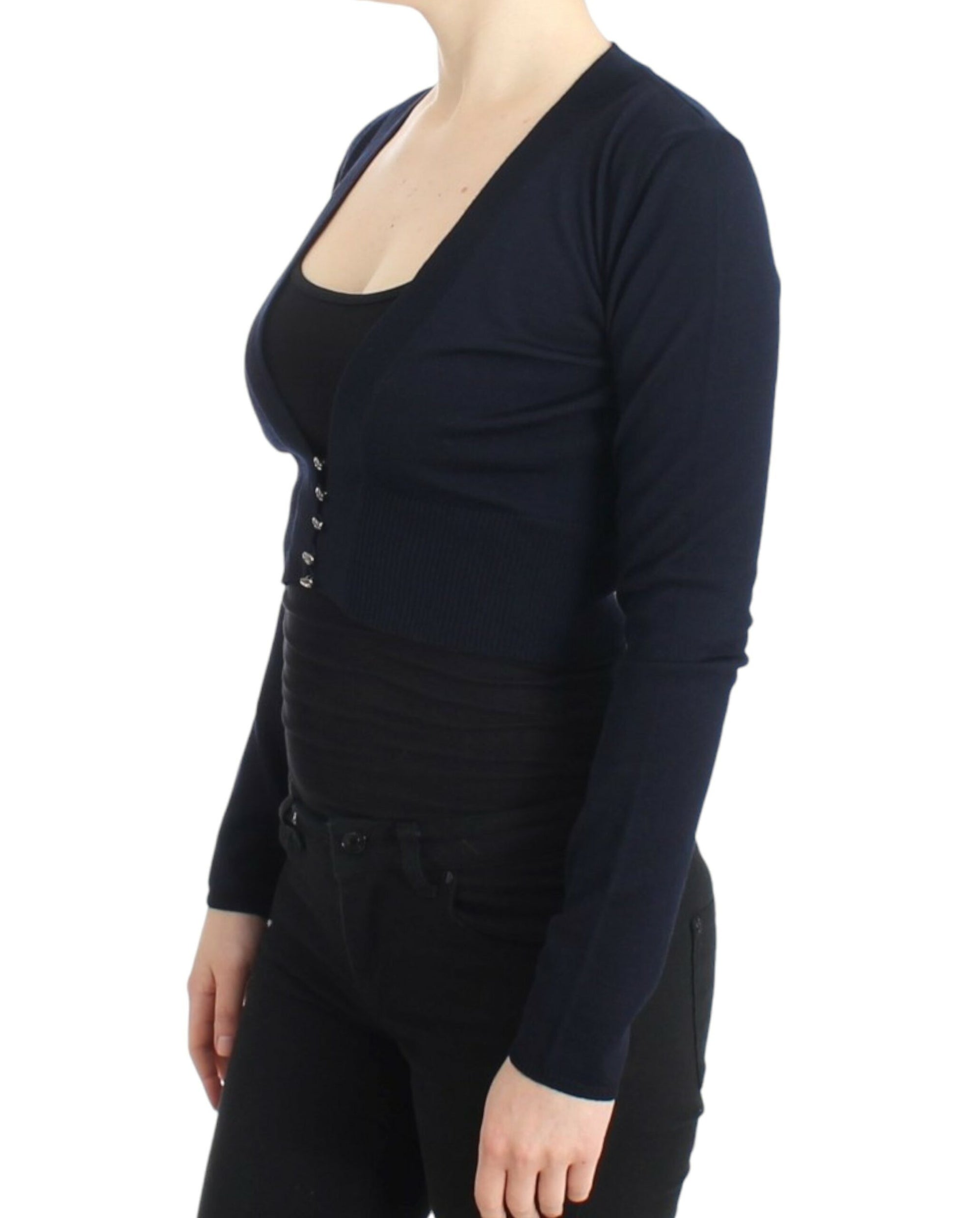 Cavalli Elegant Cropped Virgin Wool Cardigan - ACCEXO