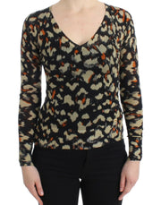 Cavalli Elegant Multicolor V-Neck Wool Jumper - ACCEXO