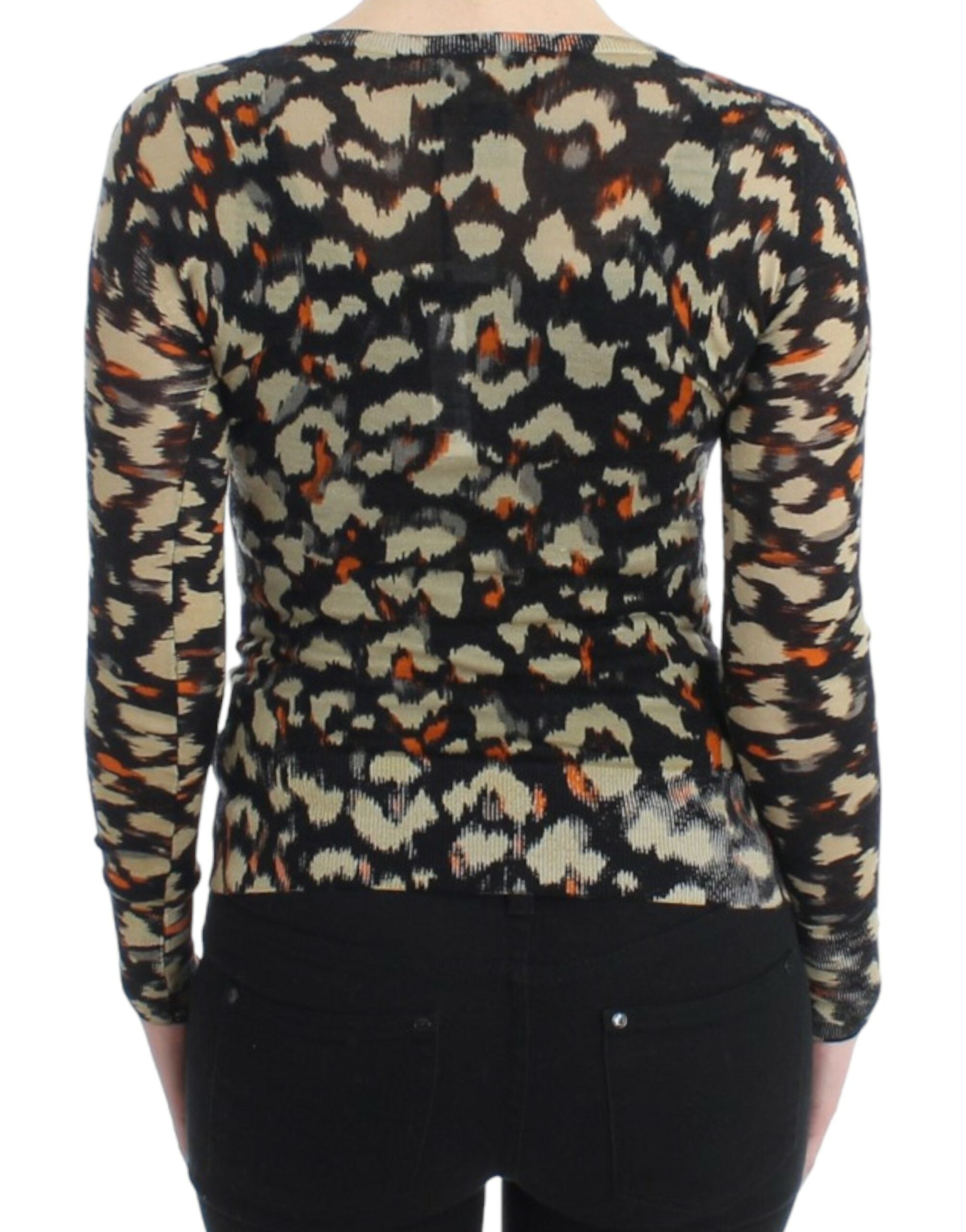 Cavalli Elegant Multicolor V-Neck Wool Jumper - ACCEXO