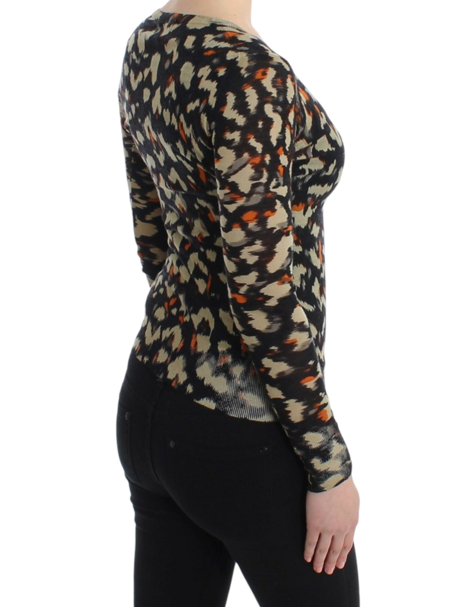Cavalli Elegant Multicolor V-Neck Wool Jumper - ACCEXO