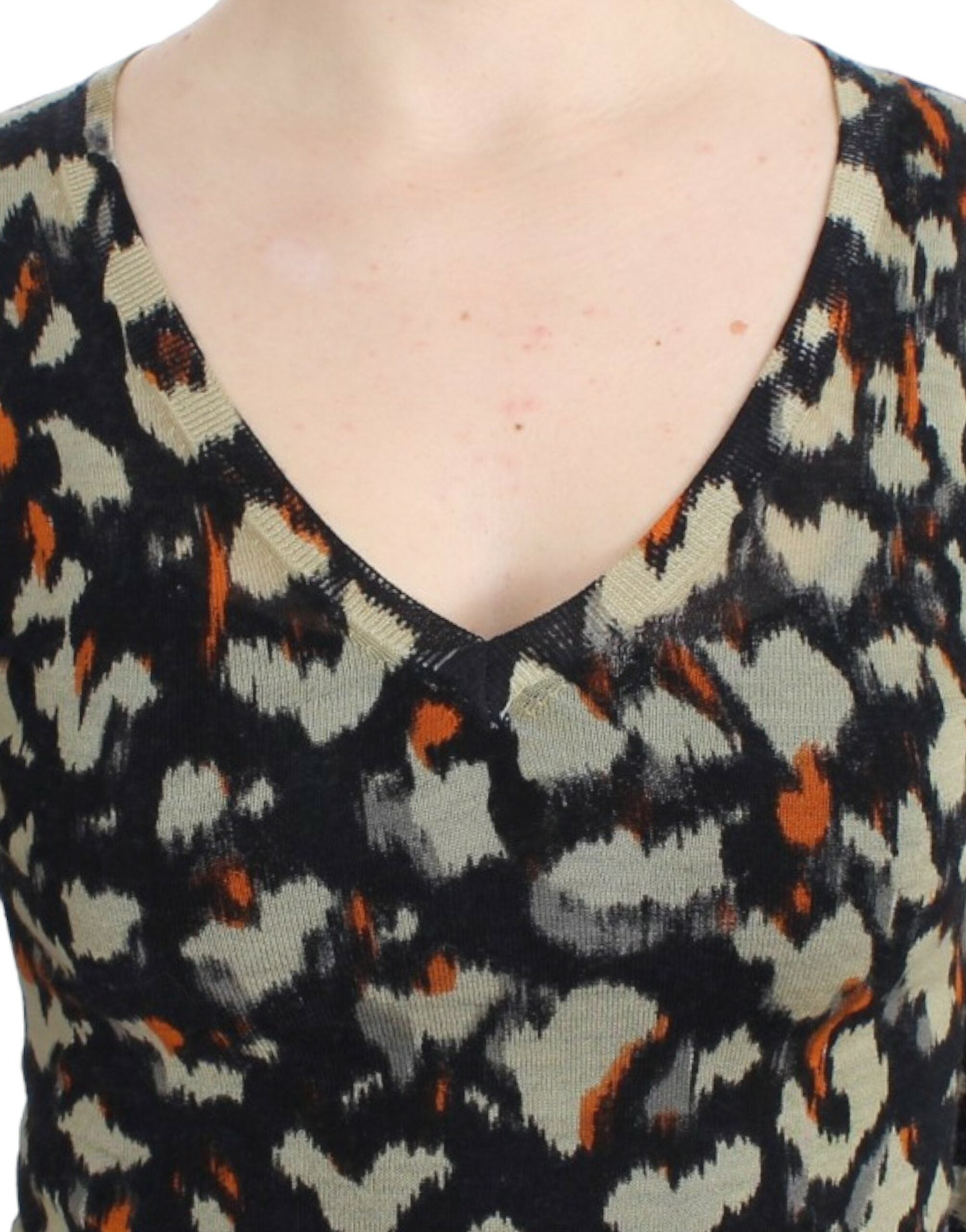 Cavalli Elegant Multicolor V-Neck Wool Jumper - ACCEXO
