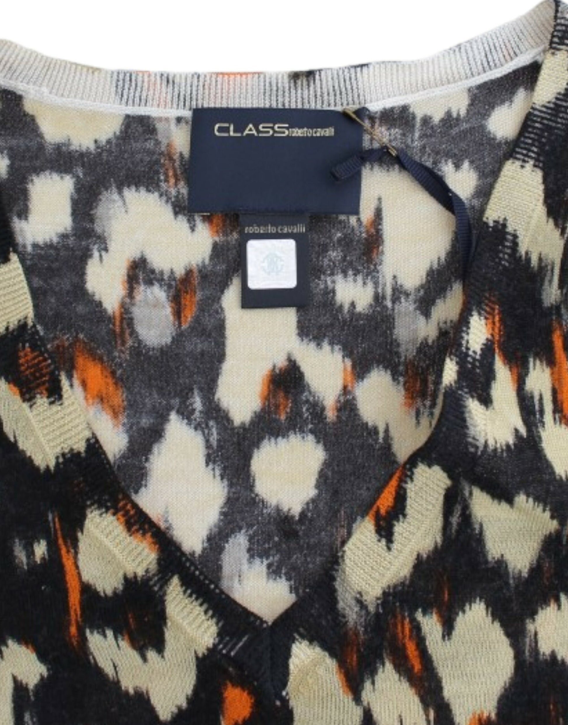 Cavalli Elegant Multicolor V-Neck Wool Jumper - ACCEXO