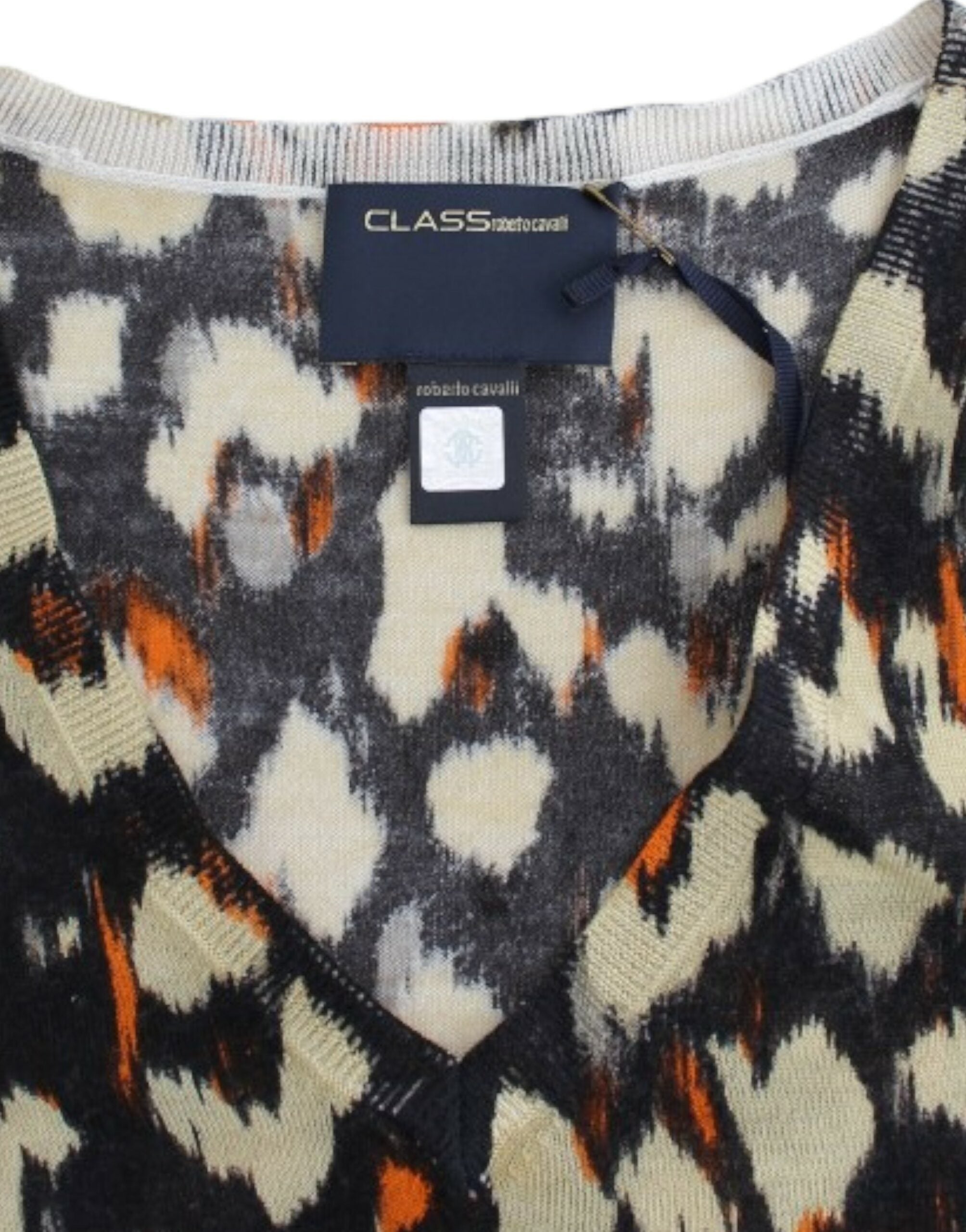 Cavalli Elegant Multicolor V-Neck Wool Jumper - ACCEXO
