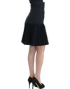 Cavalli Elegant Black Pleated Lace A-Line Skirt