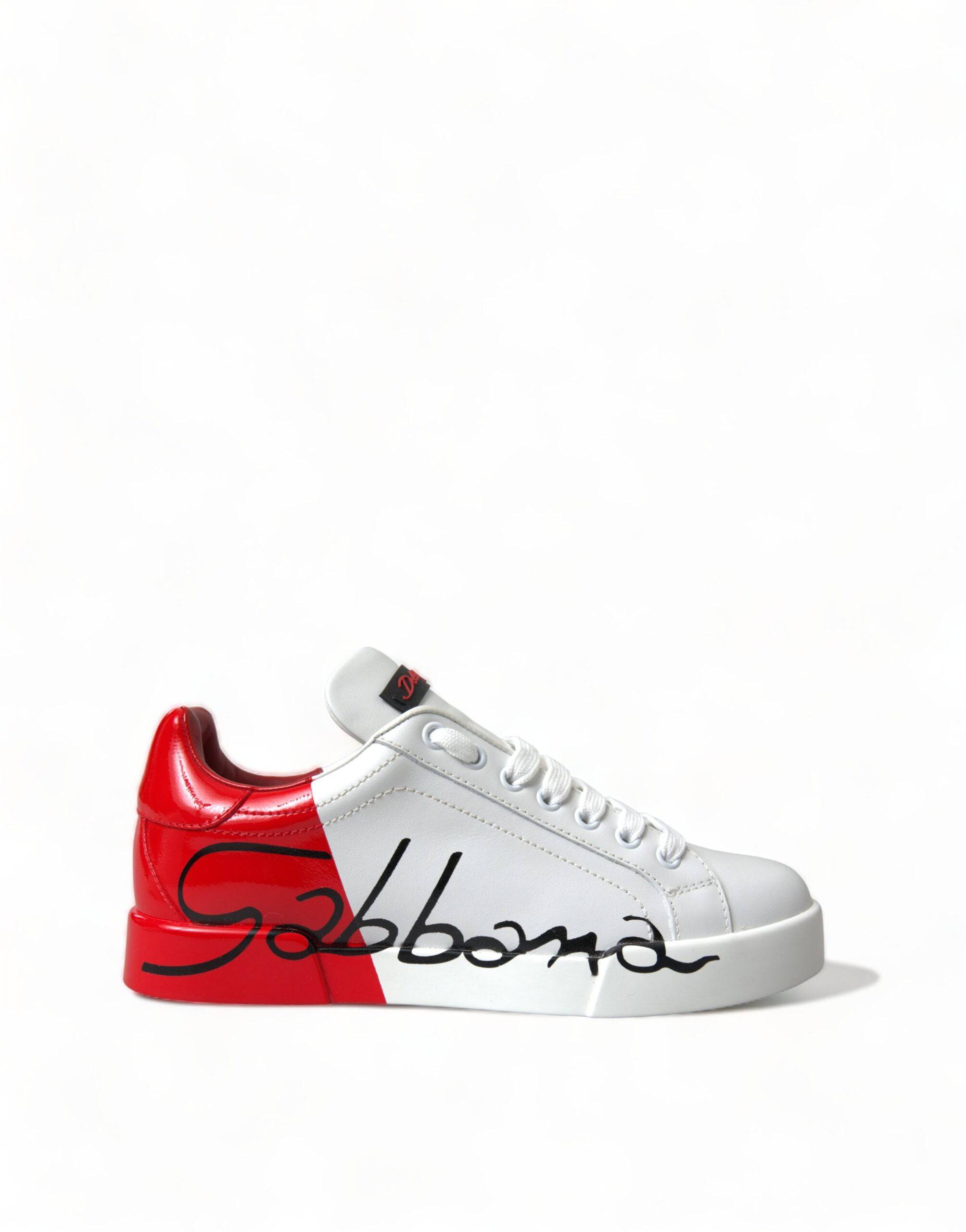 Dolce & Gabbana Elegant White Leather Portofino Sneakers - ACCEXO
