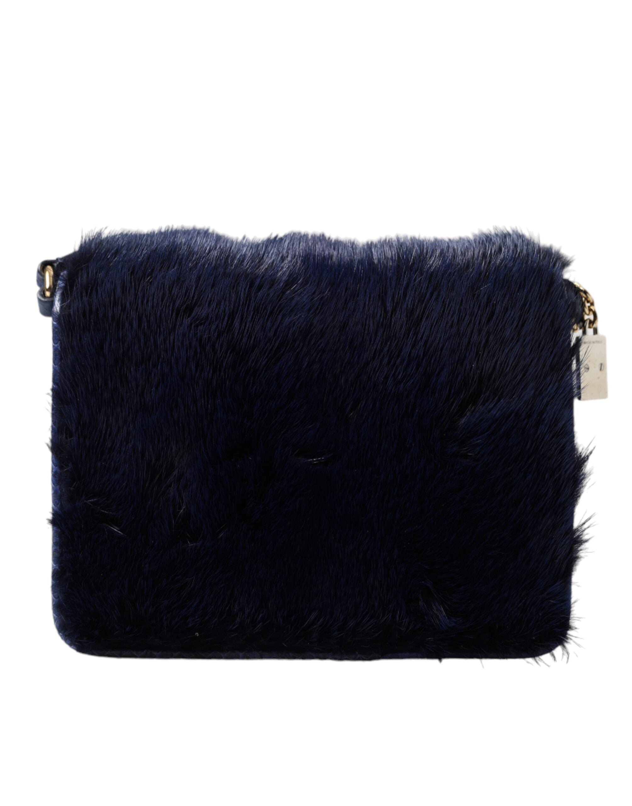 Dolce & Gabbana Exquisite Blue Mink Fur Shoulder Bag - ACCEXO