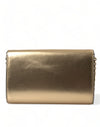 Dolce & Gabbana Elegant Metallic Gold Leather Crossbody Purse