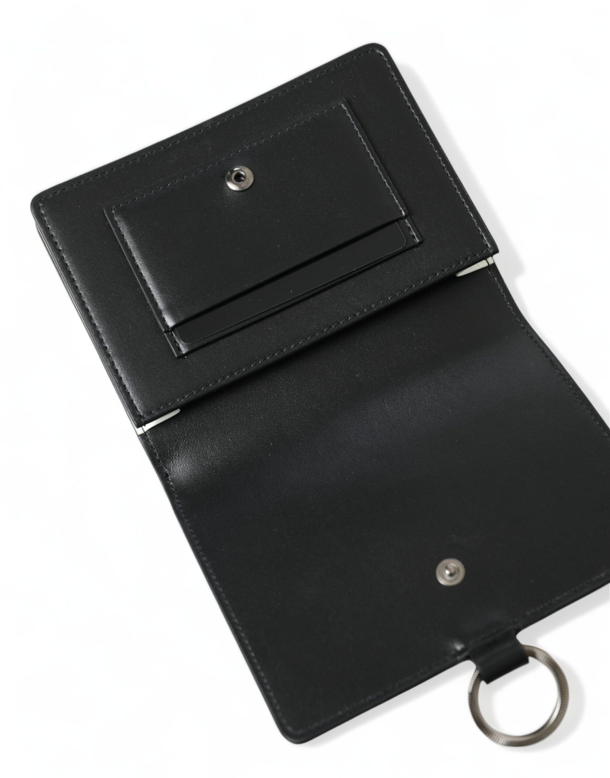 Dolce & Gabbana Elegant Black Leather Crystal Card Holder Wallet - ACCEXO