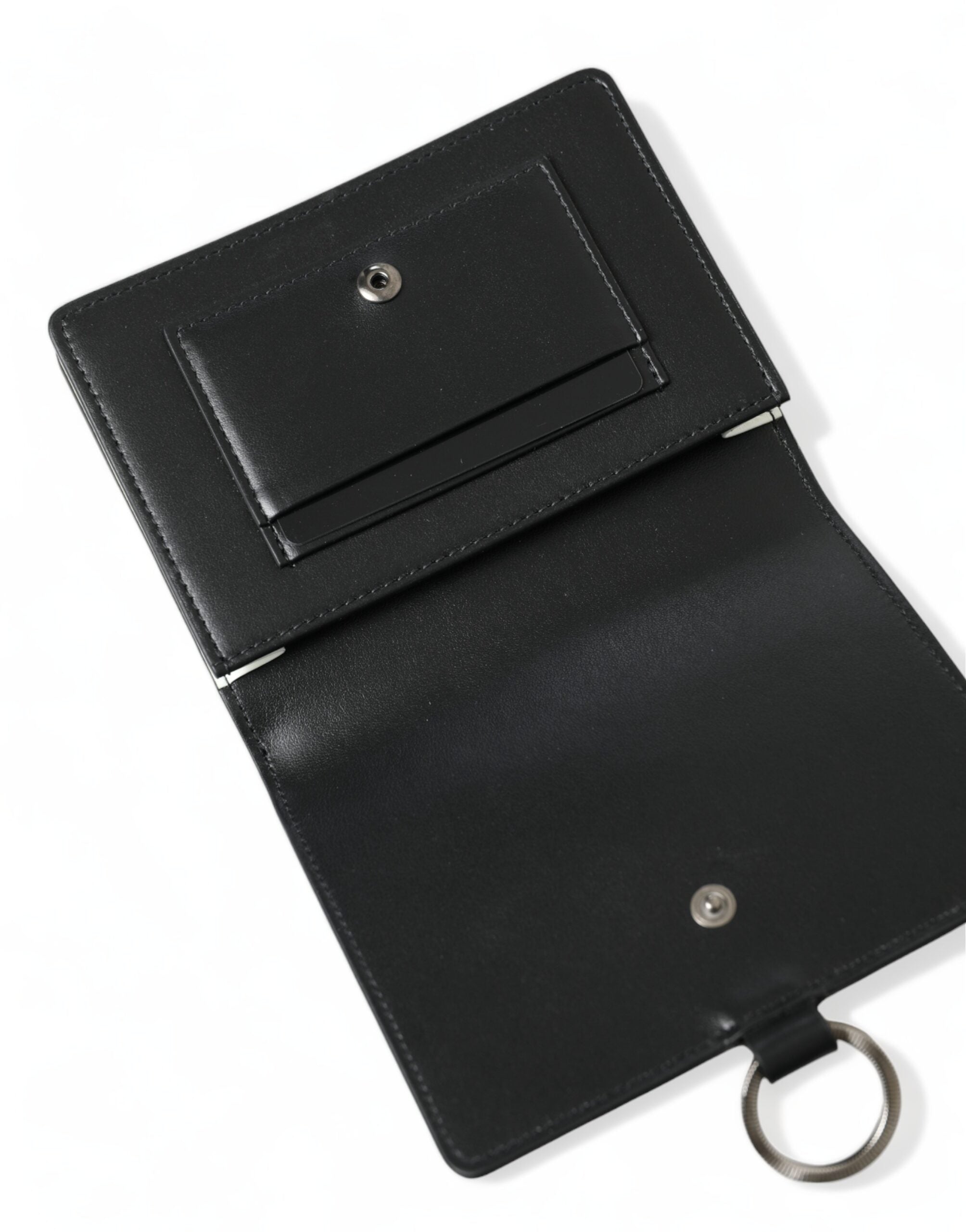 Dolce & Gabbana Elegant Black Leather Crystal Card Holder Wallet - ACCEXO