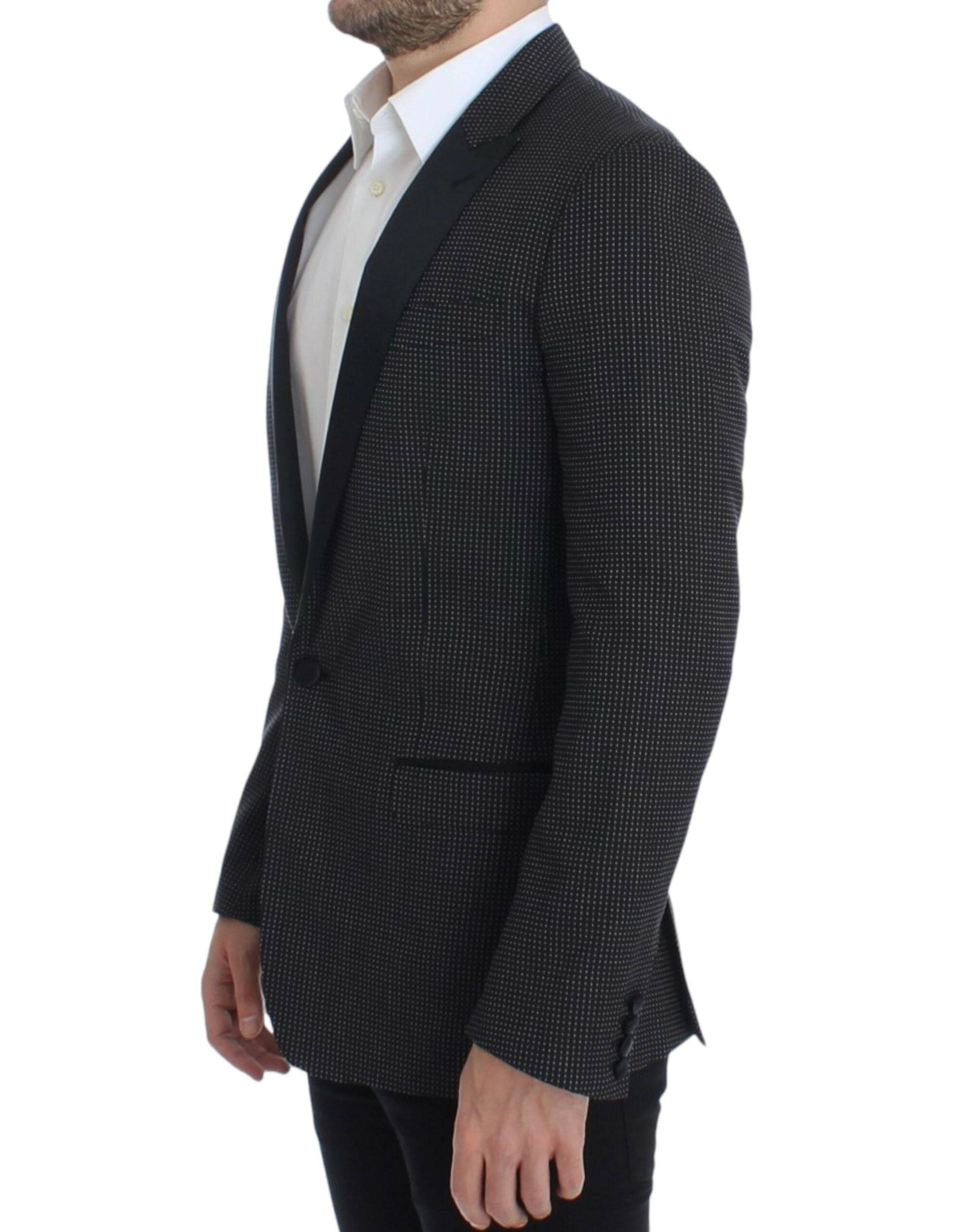 Dolce & Gabbana Elegant Black Polka Dotted Slim Fit Blazer - ACCEXO